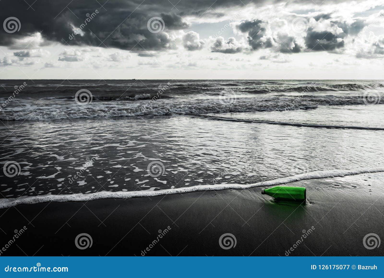 A Glass Bottle is Thrown Out To the Seashore Stock Image - Image of ...