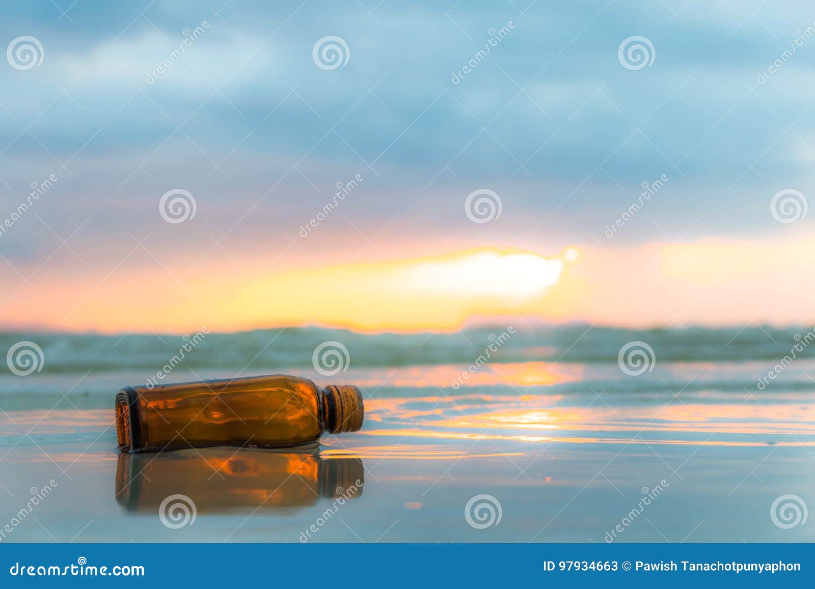 Glass Bottle on Tropical Sea Beach. Stock Image Image of lifestyle