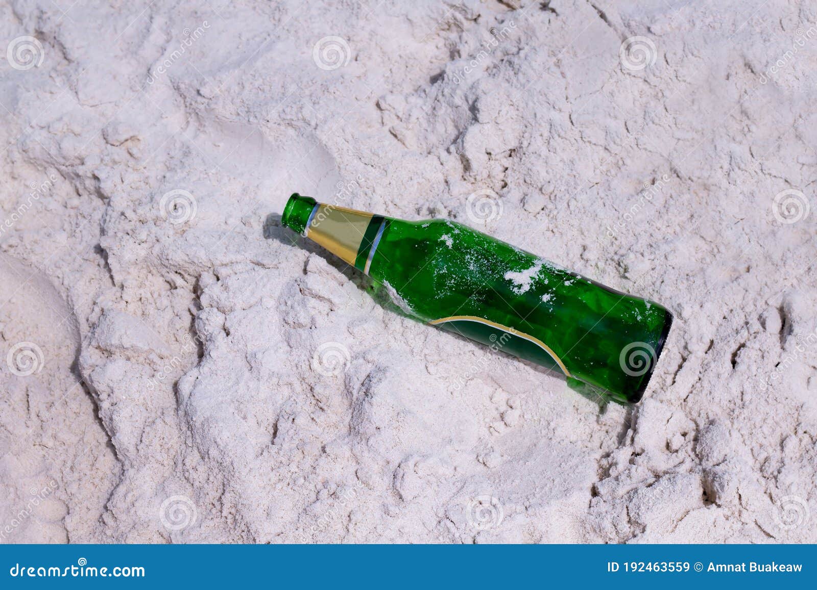 Glass Bottle Waste, Glass Bottle Garbage on the Sand Floor Stock Image