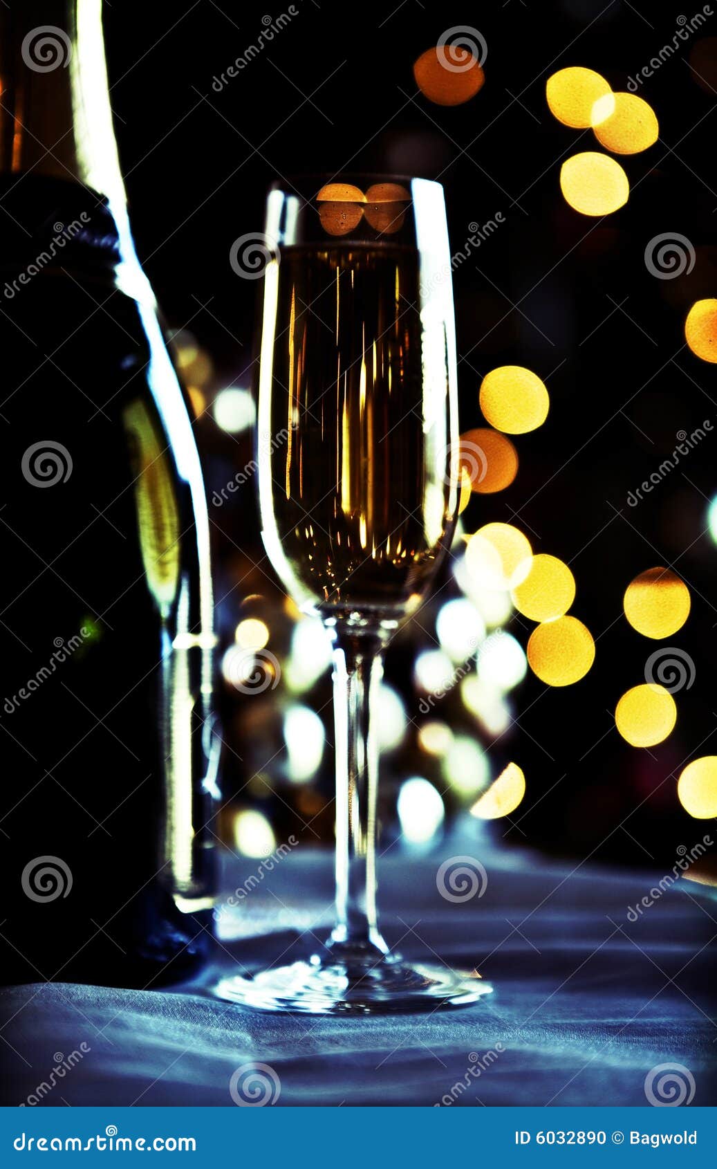 Glass and Bottles of Champagne Stock Photo Image of golden, flute