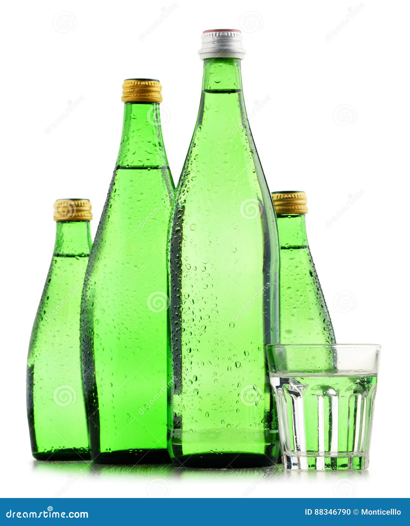 Glass Bottles of Mineral Water Isolated on White Stock Photo Image of