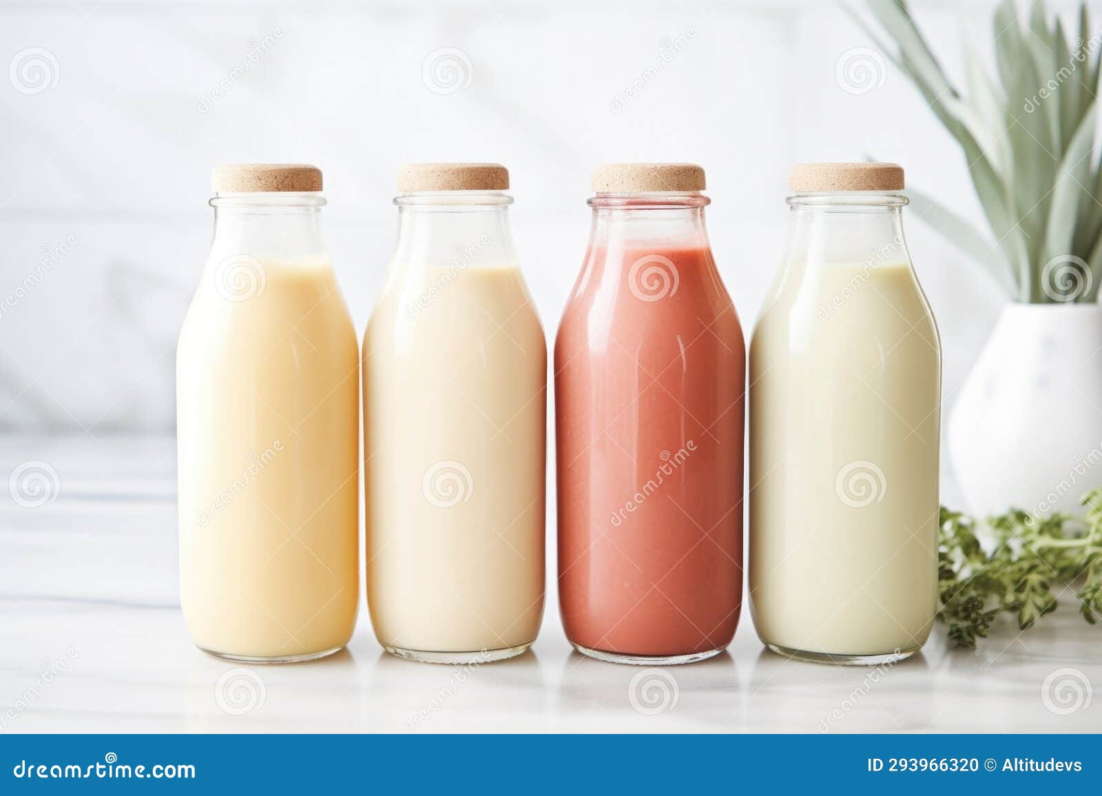 Glass Bottles of Plantbased Protein Shakes Stock Illustration Illustration of generative