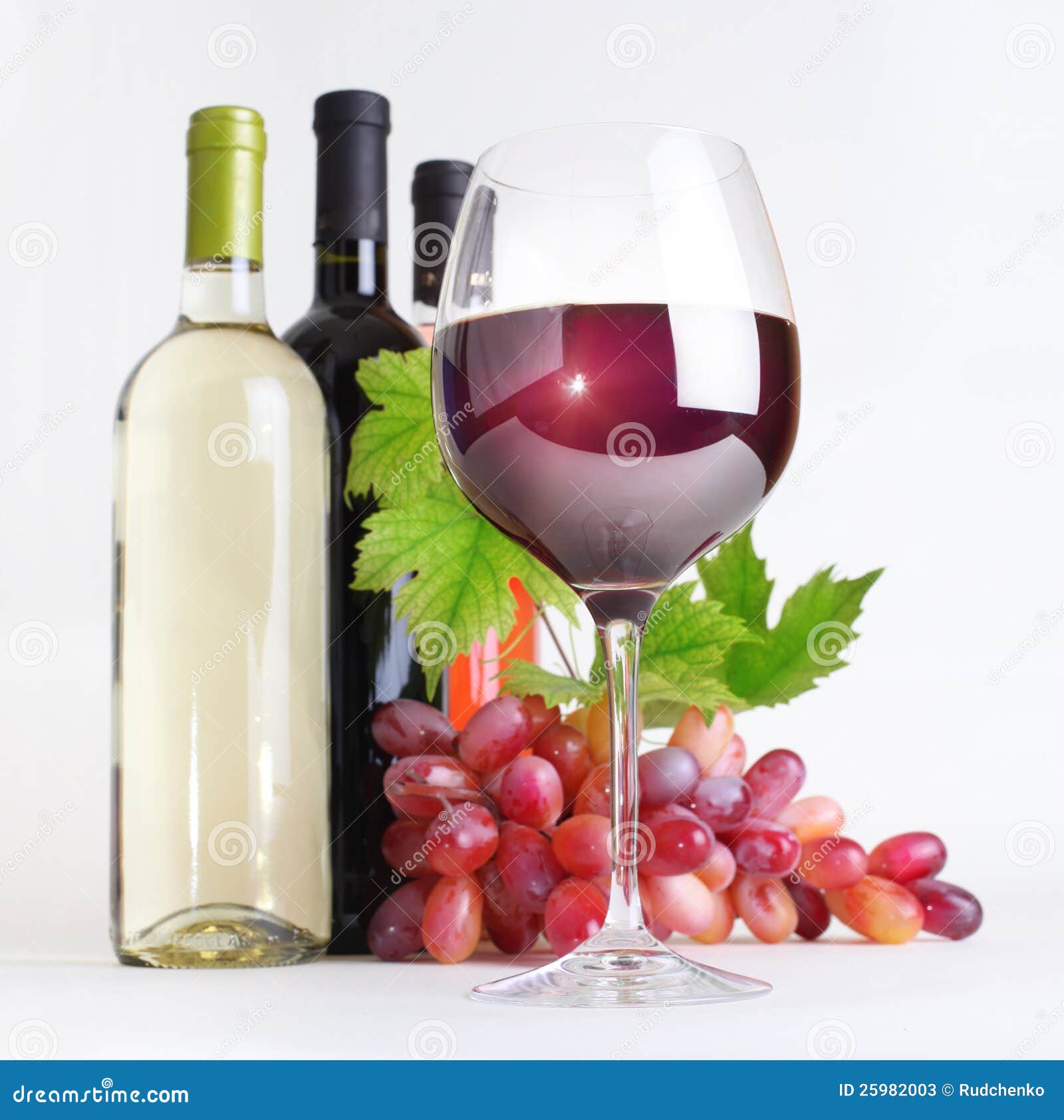 Glass, Bottles of Wine and Grapes Stock Image Image of wineglass