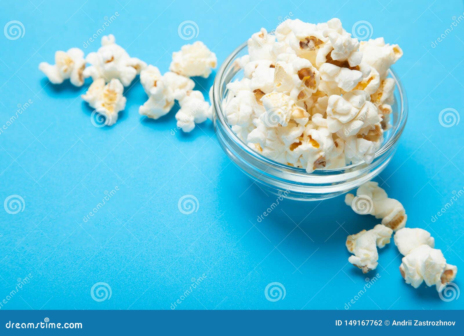 Glass Bowl of Freshly Popped Popcorn Isolated Stock Photo Image of