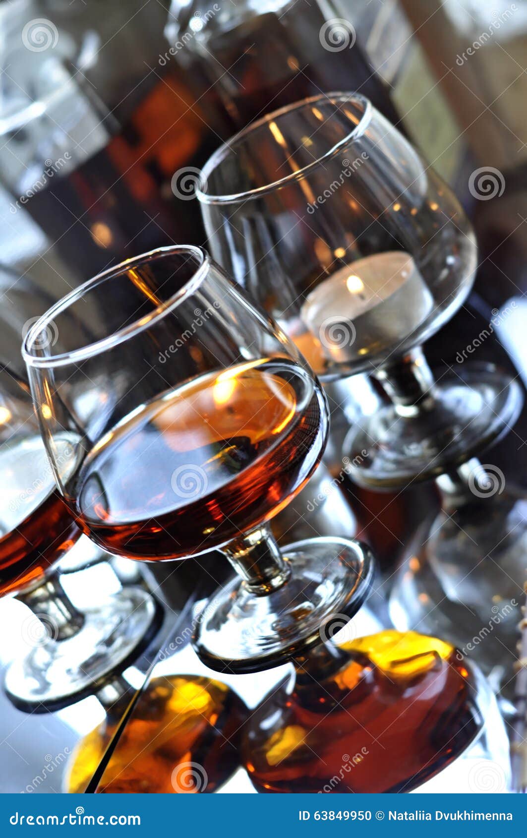 A glass of brandy stock photo. Image of bottle, close 63849950