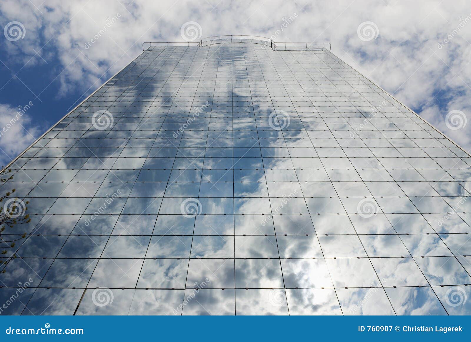 glass-building, sky and clouds