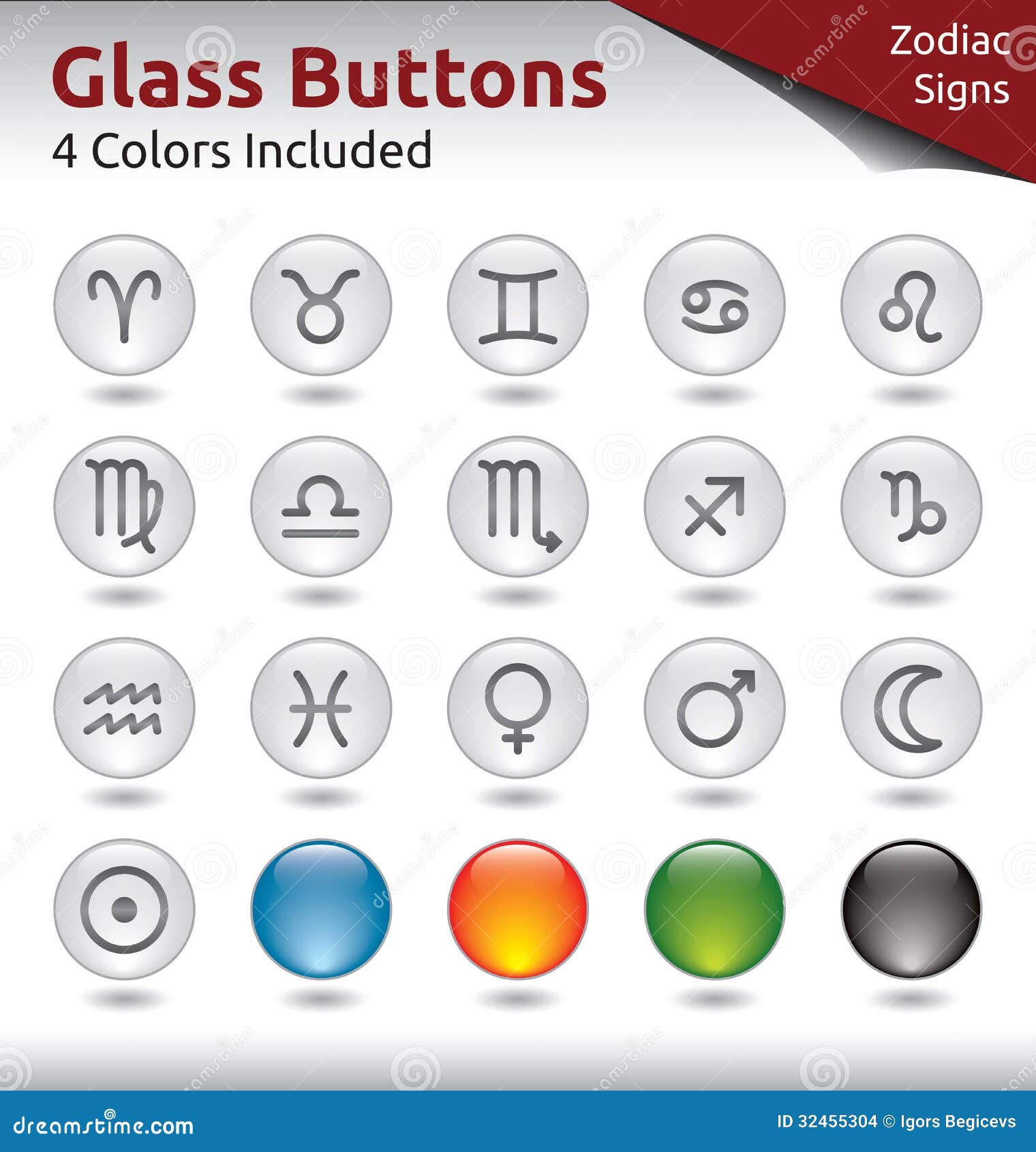 glass buttons - signs of the zodiac