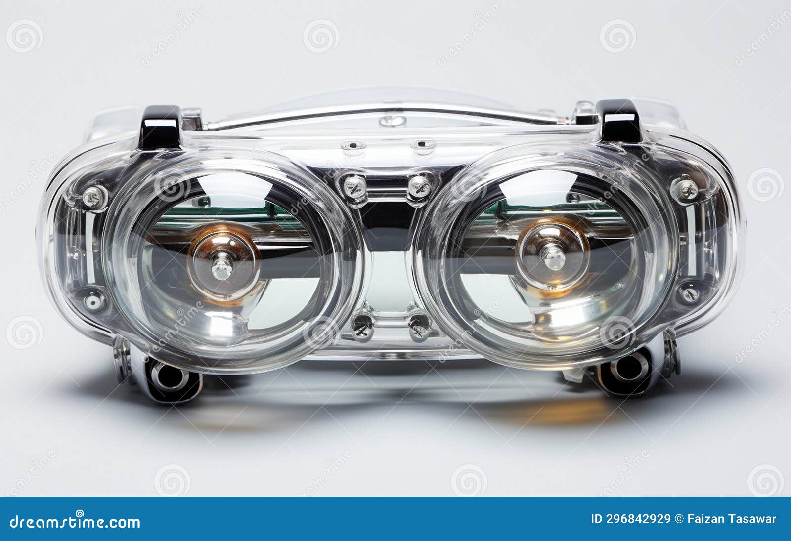 Glass Car Headlights on a White Background Generative Ai Stock Image