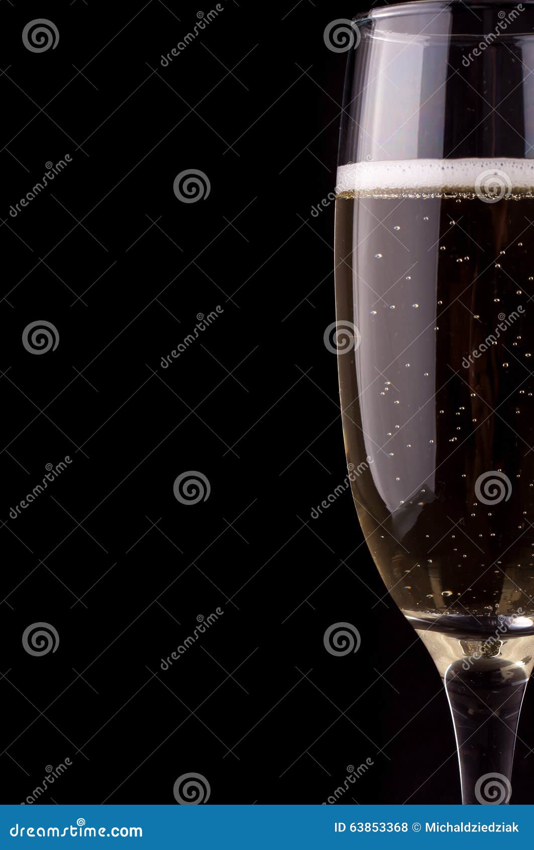 A Glass of Champagne on Black Background Stock Photo Image of drink