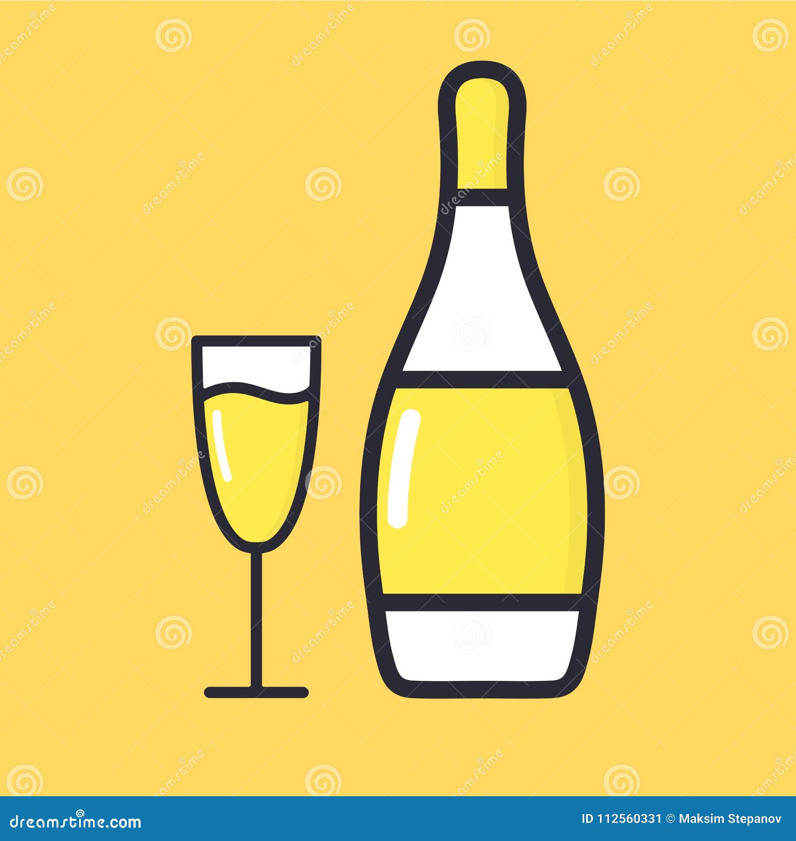 Glass of Champagne with Bottles. Flat Style Stock Vector - Illustration of binge, isolated: 112560331 Glass of Champagne with Bottles. Flat Style Stock Vector - Illustration of binge, isolated: 112560331
