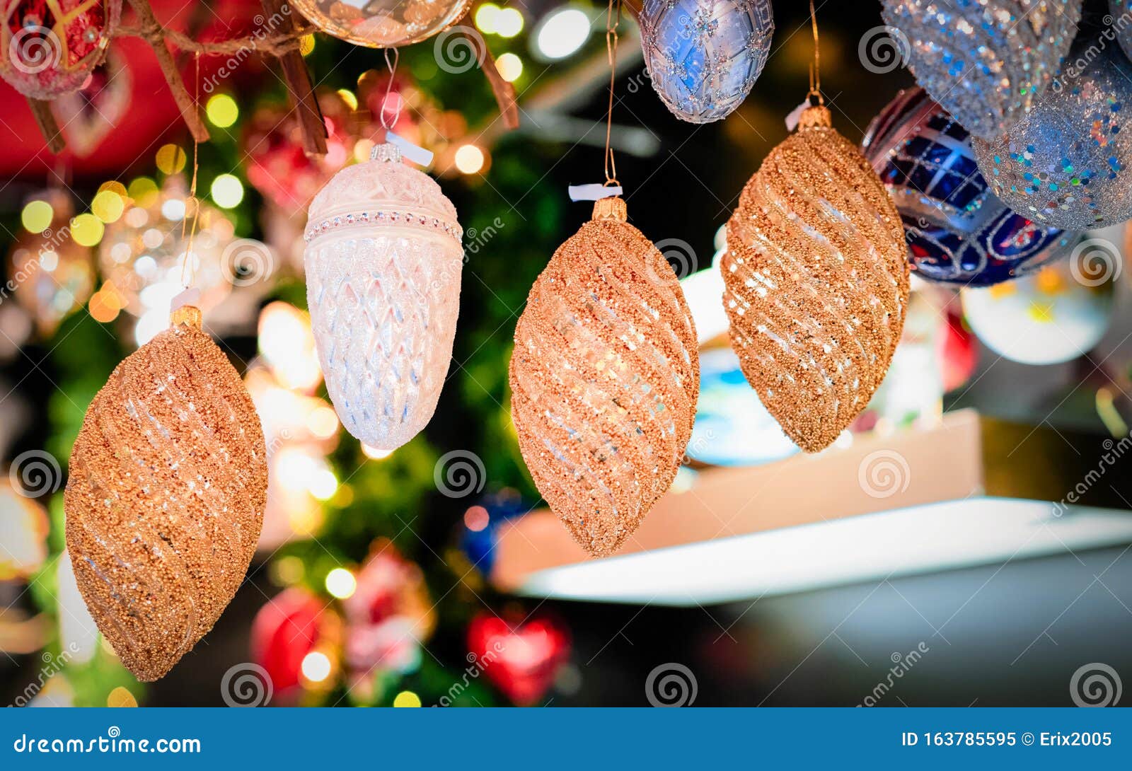 Glass Christmas Tree Decorations of Christmas Market Germany New Stock