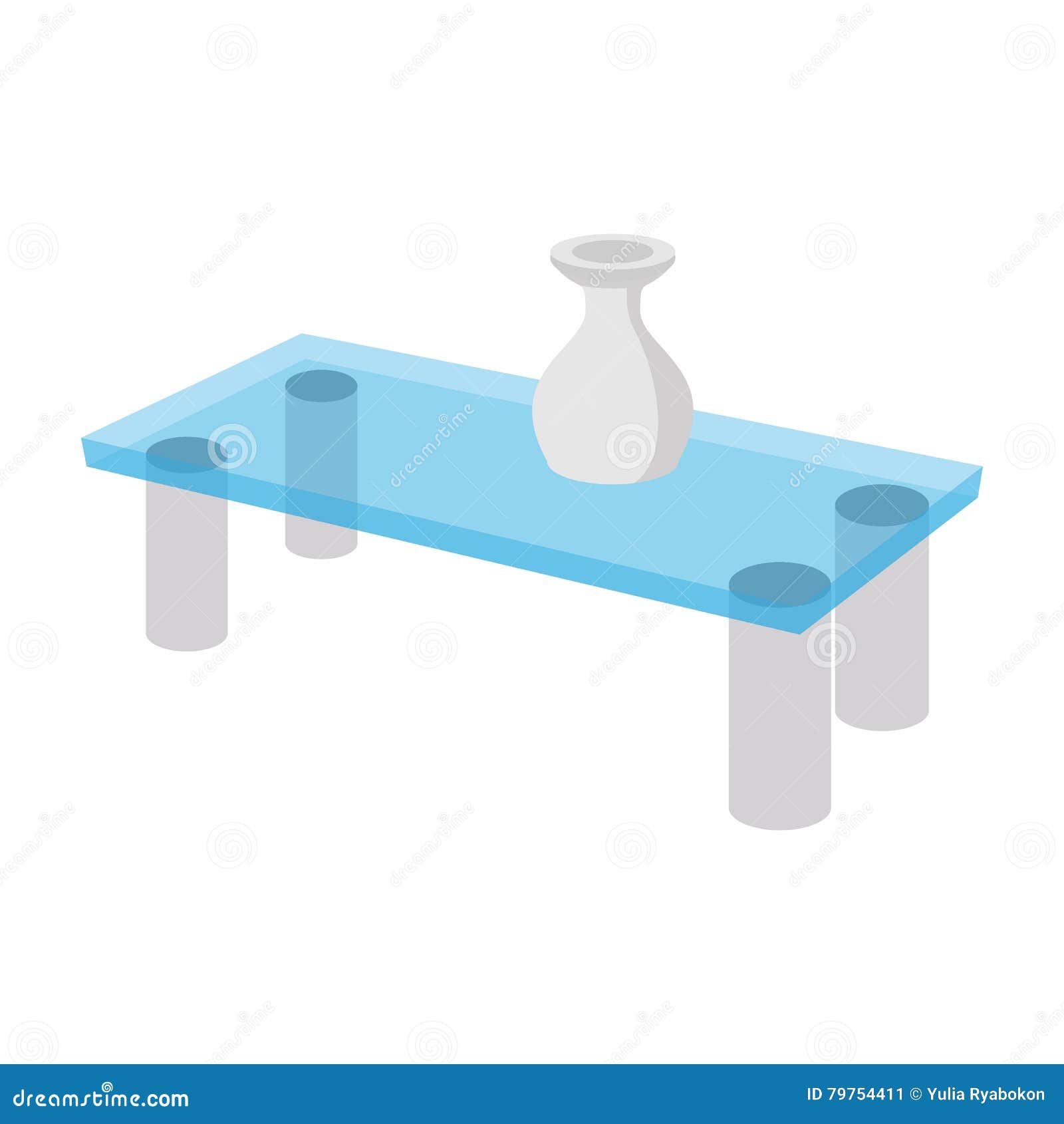 A Glass Coffee Table With A Vase Cartoon Icon Stock Vector