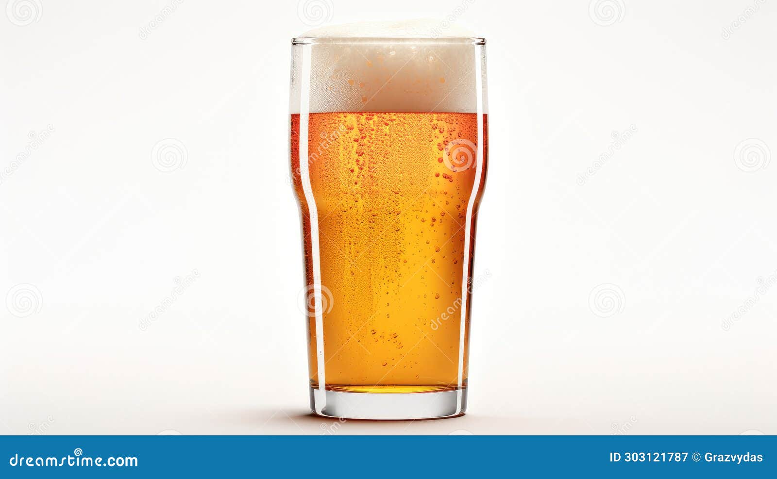 Glass of Cold Beer on White Background Stock Illustration