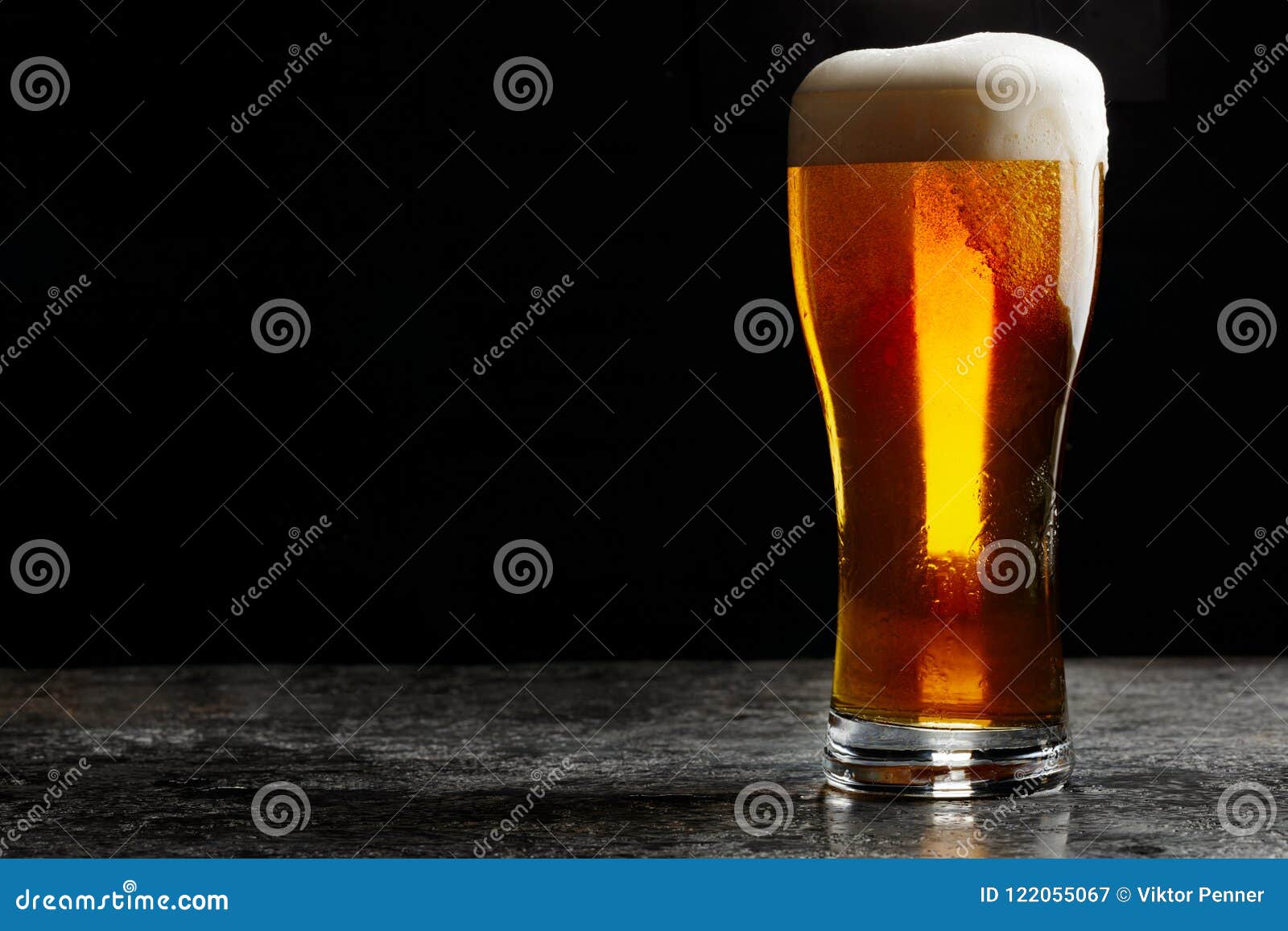 Glass of Cold Craft Light Beer on Dark Background Stock Image Image