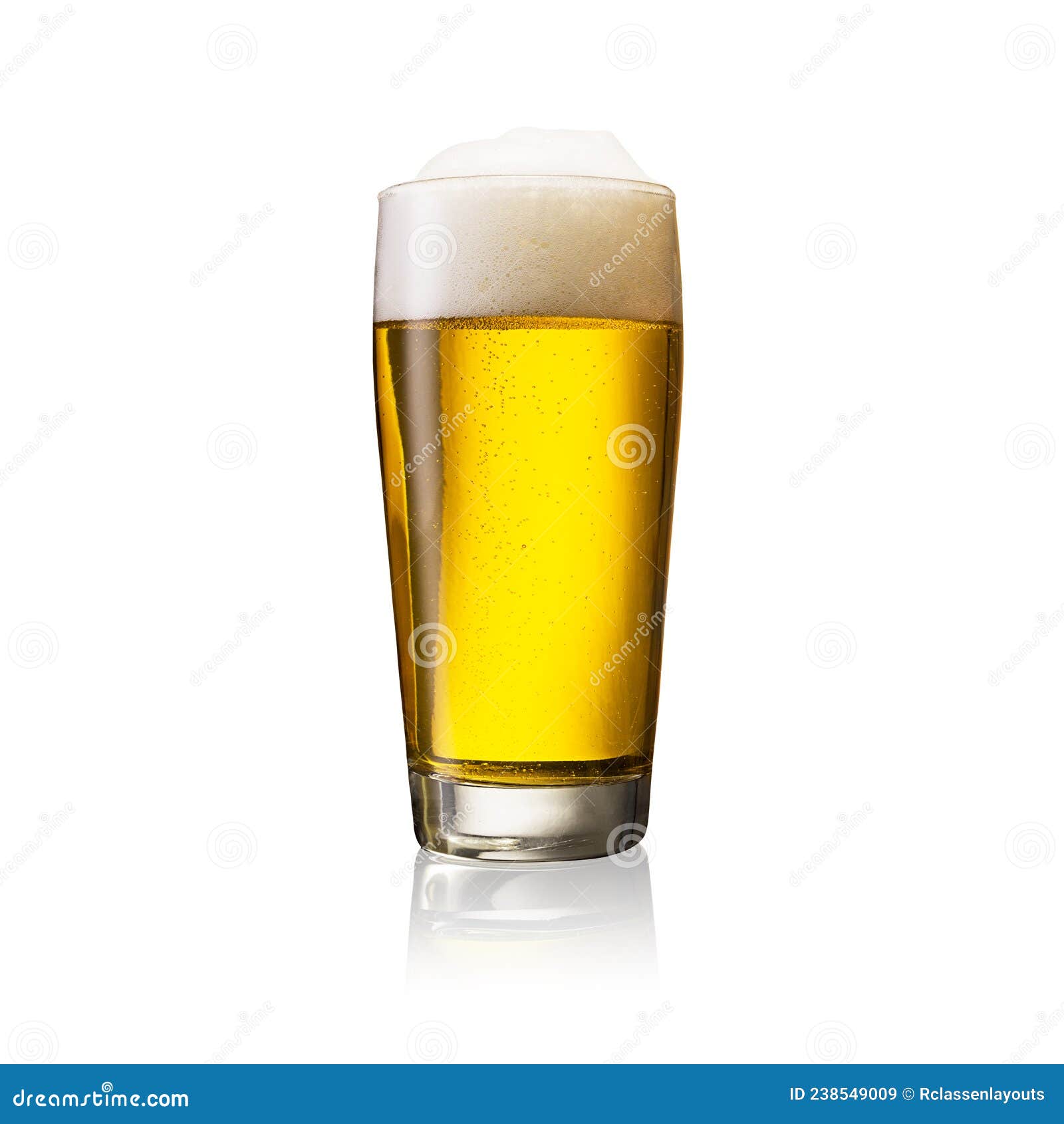 Glass of Cold German Beer on a White Background Stock Image Image of