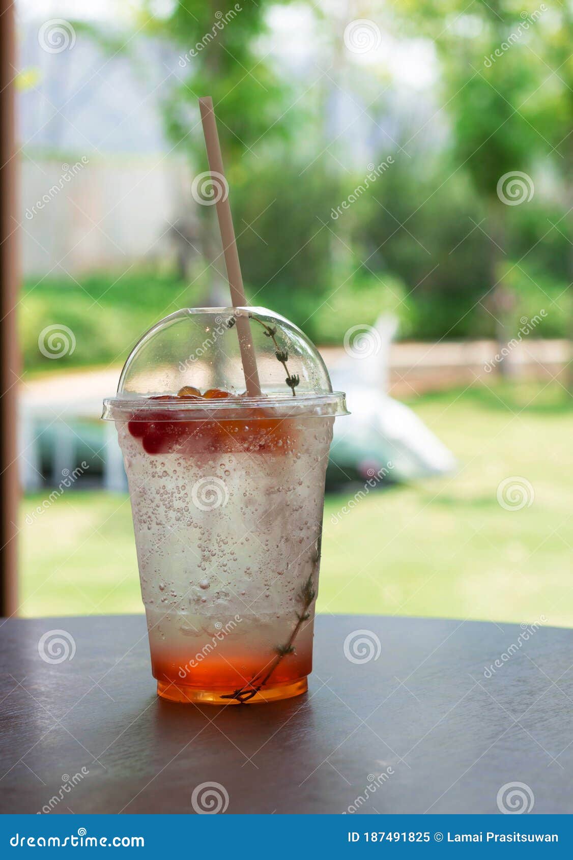 Glass of Cold Italian Soda on Table Stock Image Image of summer