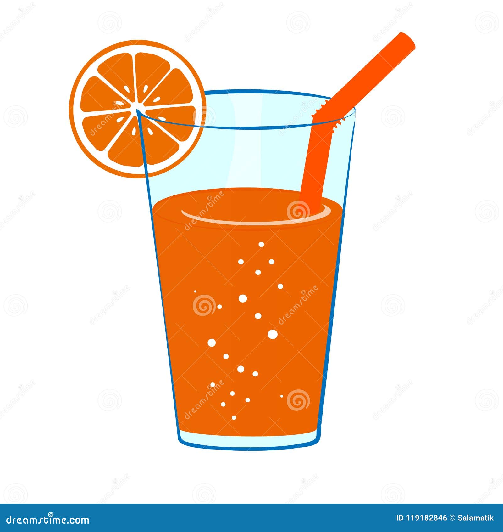 Beverage Clipart-glass of orange juice with a straw