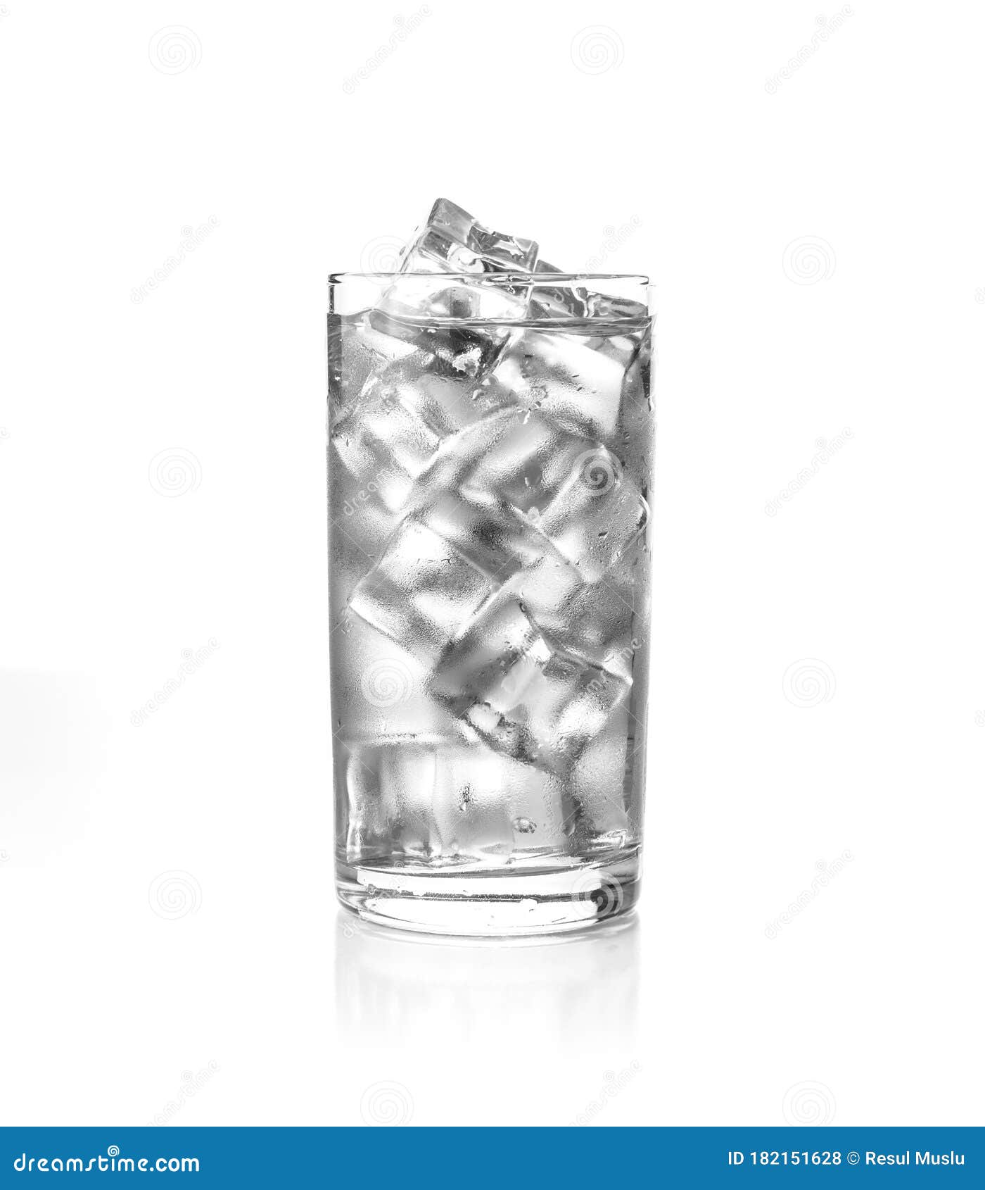 Glass Of Cold Water With Ice Cubes Stock Photo Image Of Clear Transparent