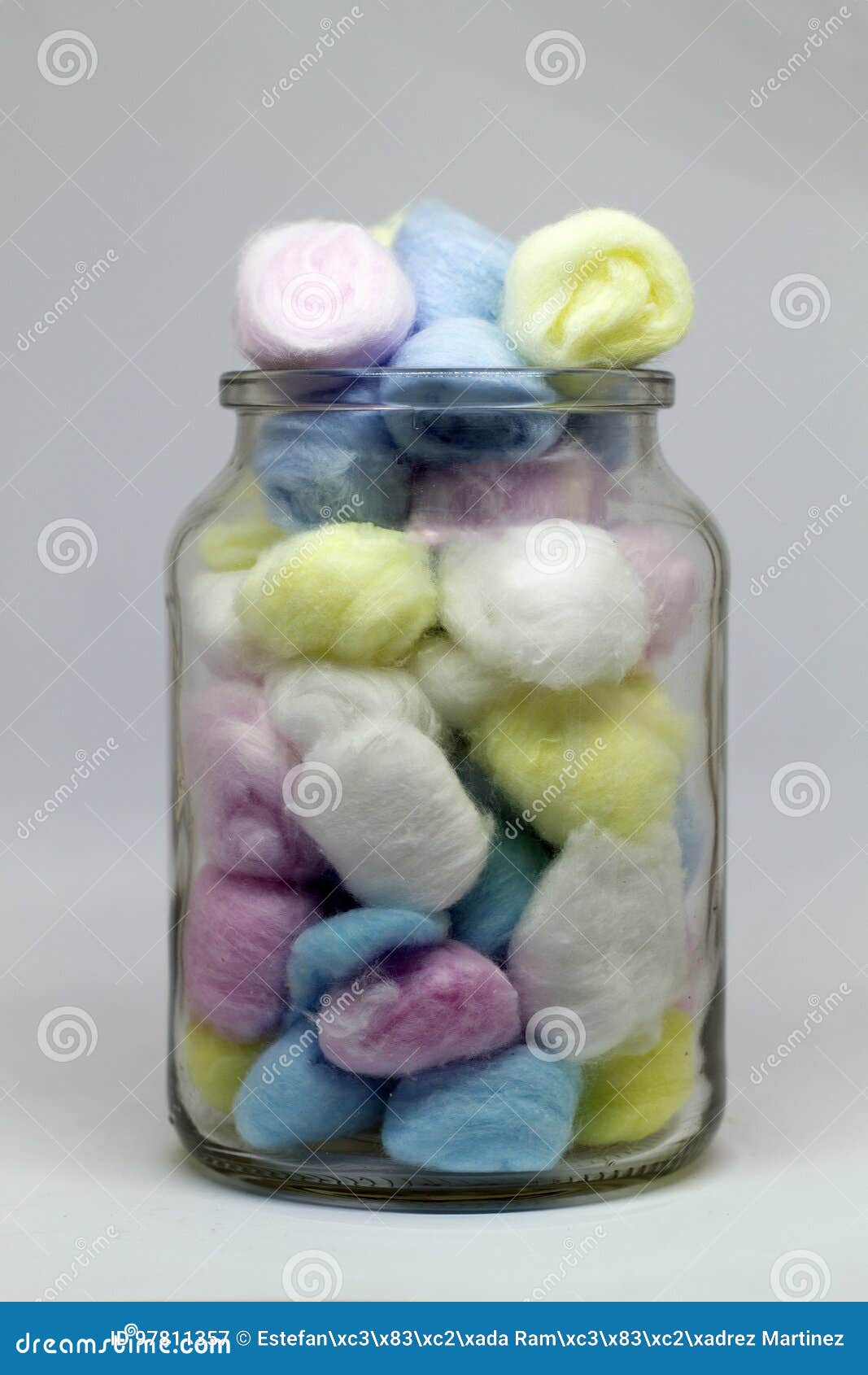 glass with colorful cotton
