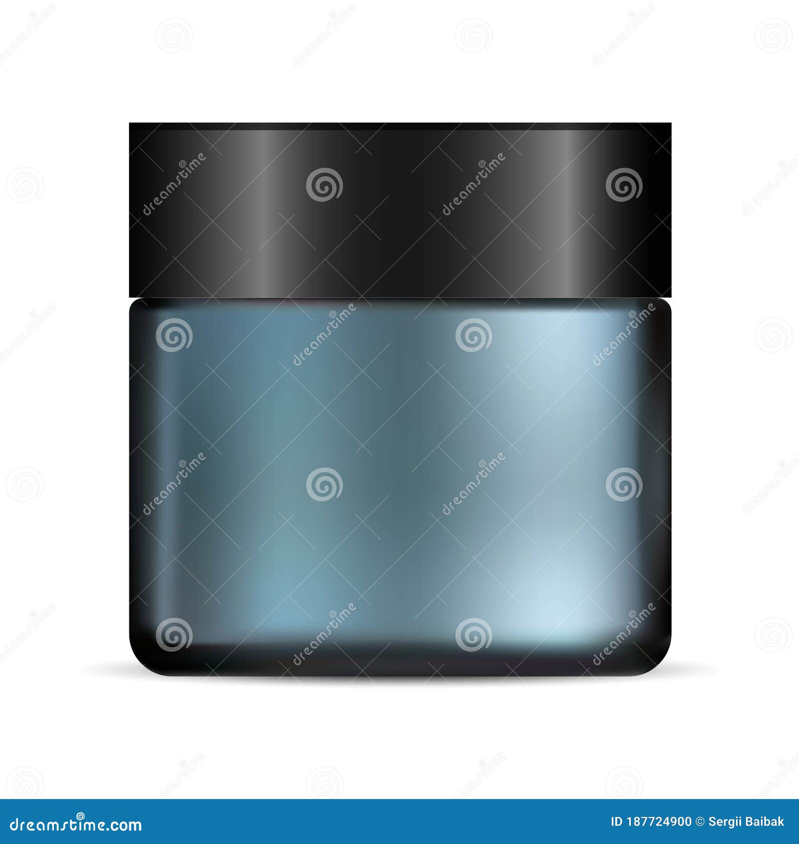 Download Glass Cream Jar. Realistic Matte Blue Round Pot Stock ...