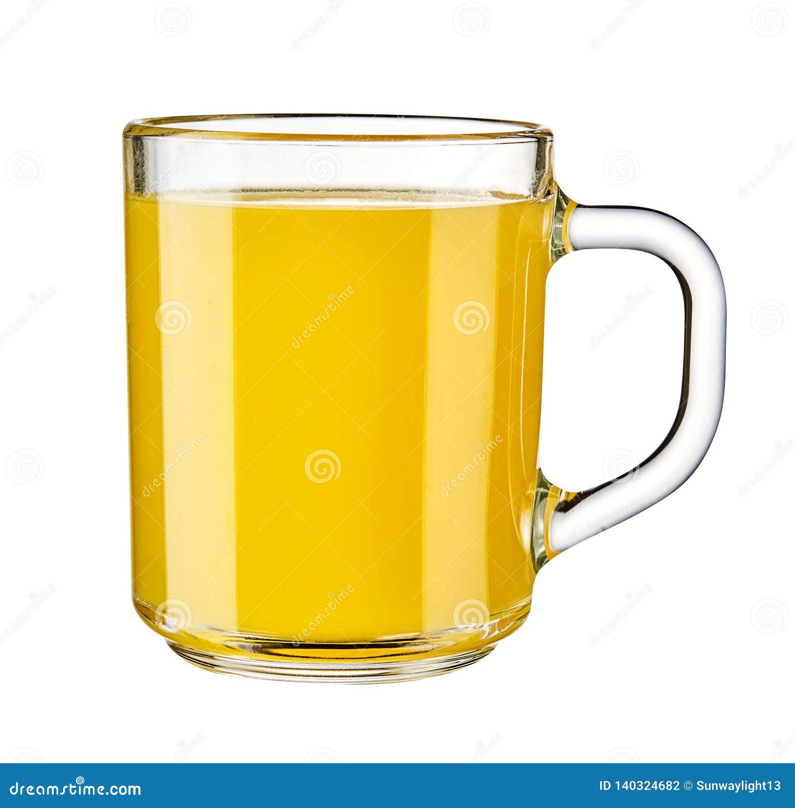 Glass Cup Orange Juice Isolated on White Background. Stock Photo