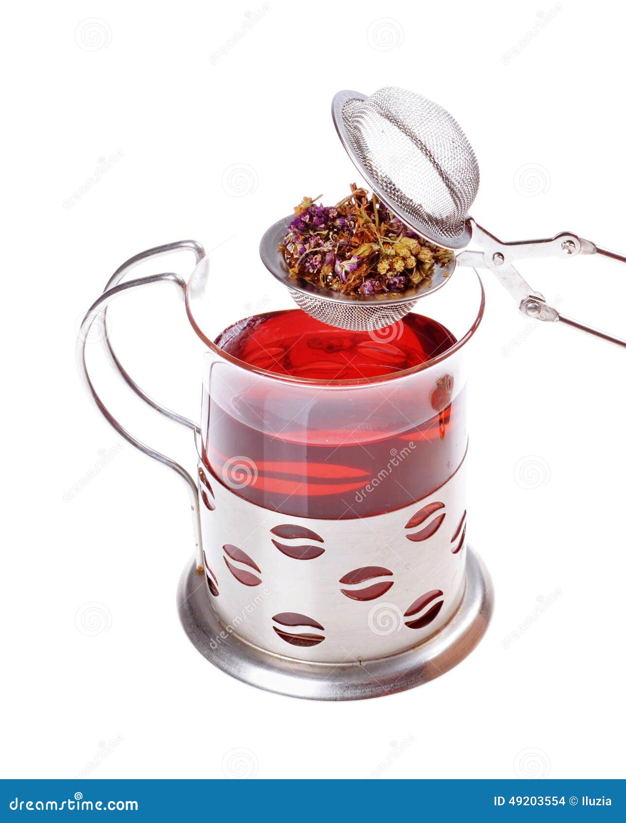 Glass Cup of Tea with a Strainer Stock Photo Image of natural, heart 49203554