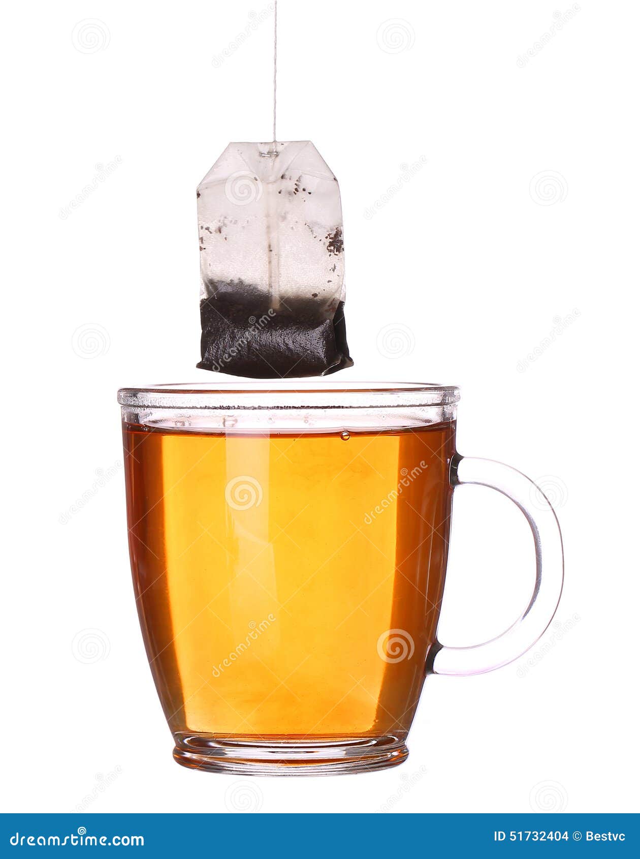 Glass Cup of Tea with Tea Bag Isolated on White Stock Photo Image of