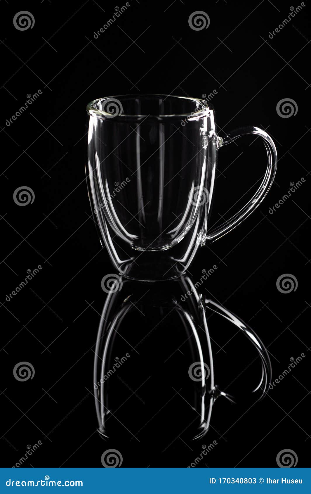 Glass Cup with Thick Glass on a Black Background Stock Image - Image of  domestic, blank: 170340803