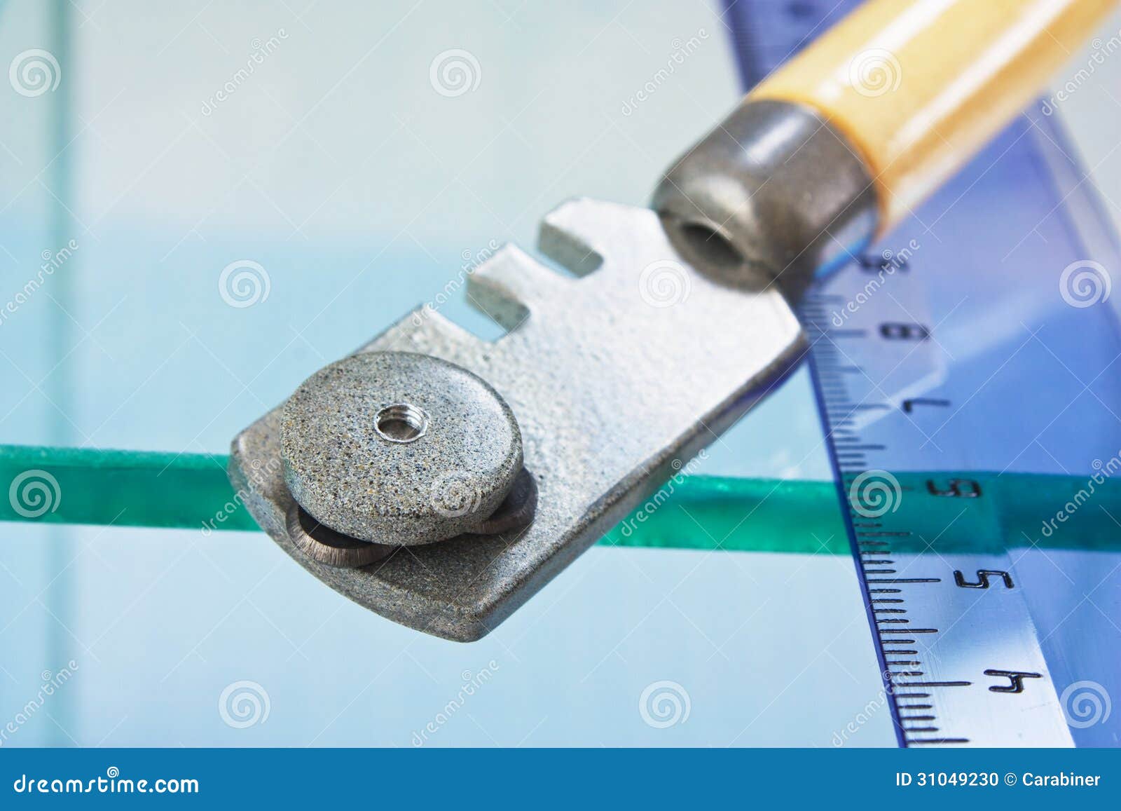 Glass cutter and ruler stock photo. Image of transparent 31049230