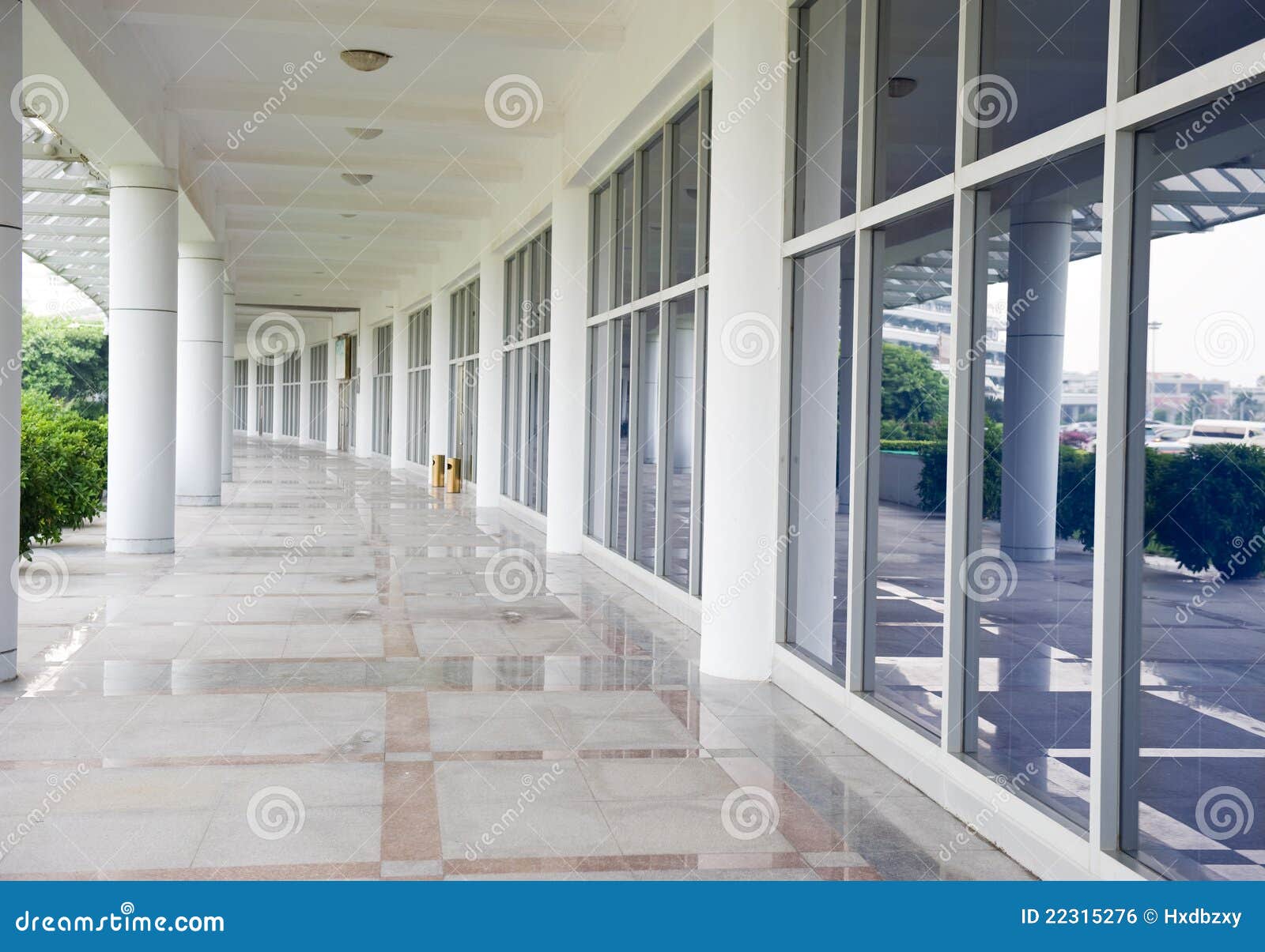 Glass door of the office building.