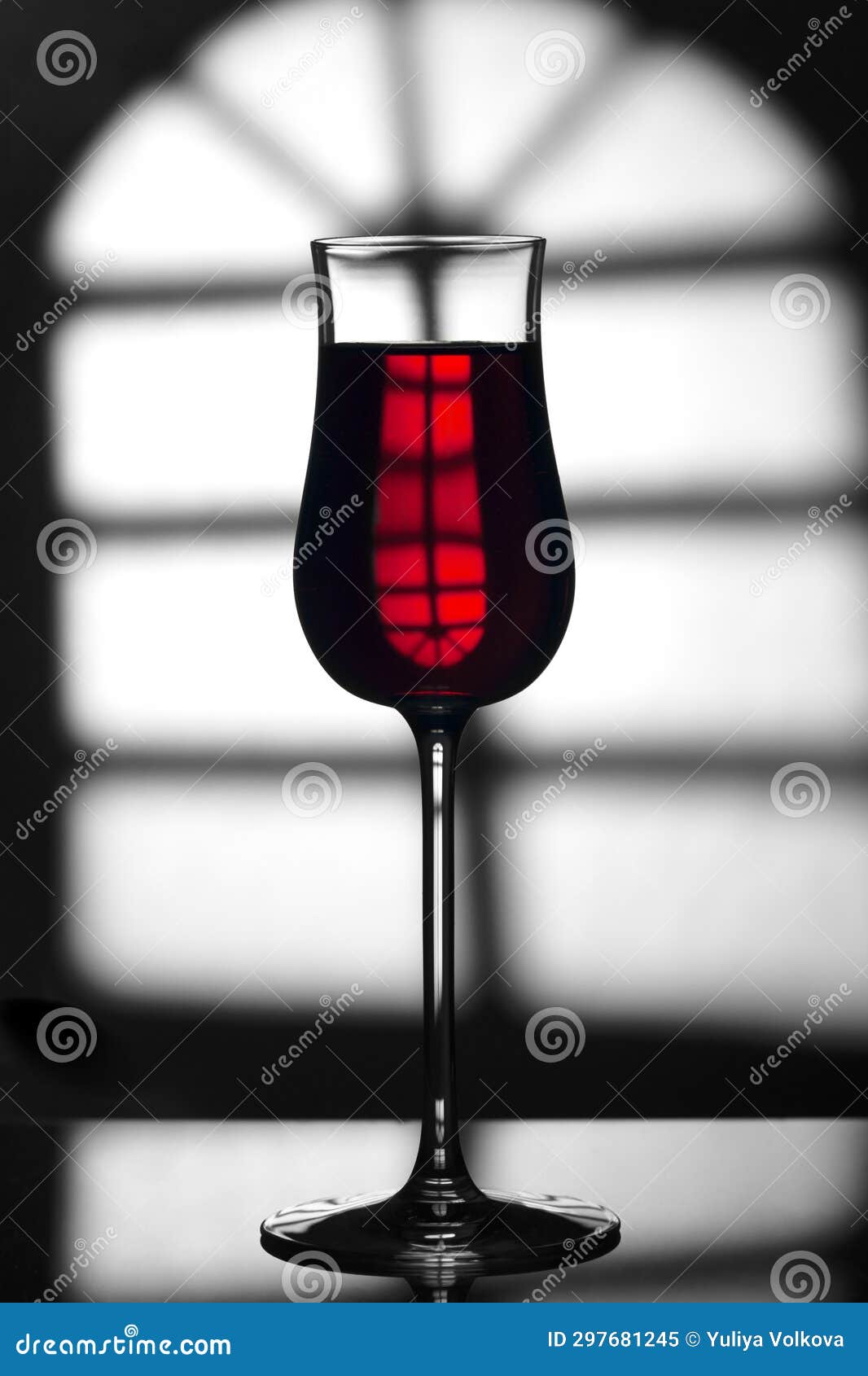 Glass of Wine on a Black and White Background Stock Image - Image of