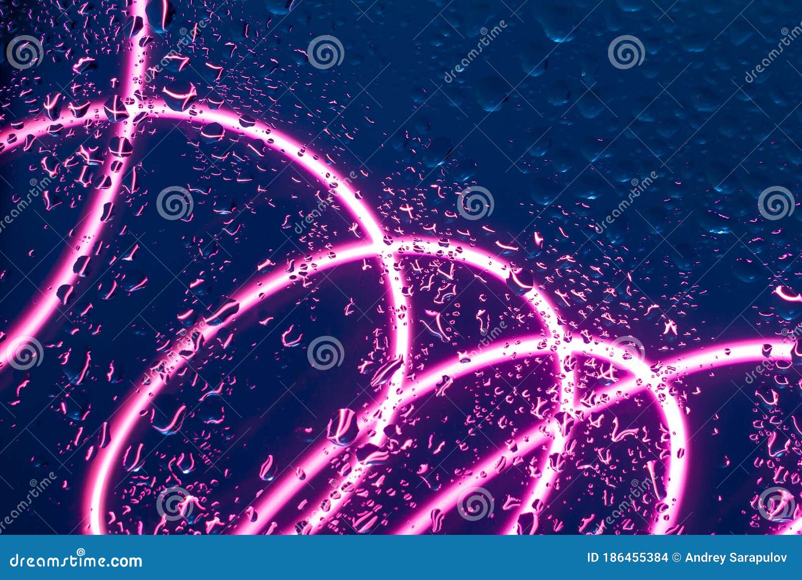 Glass with Drops and Neon Lines One Stock Photo Image of bright