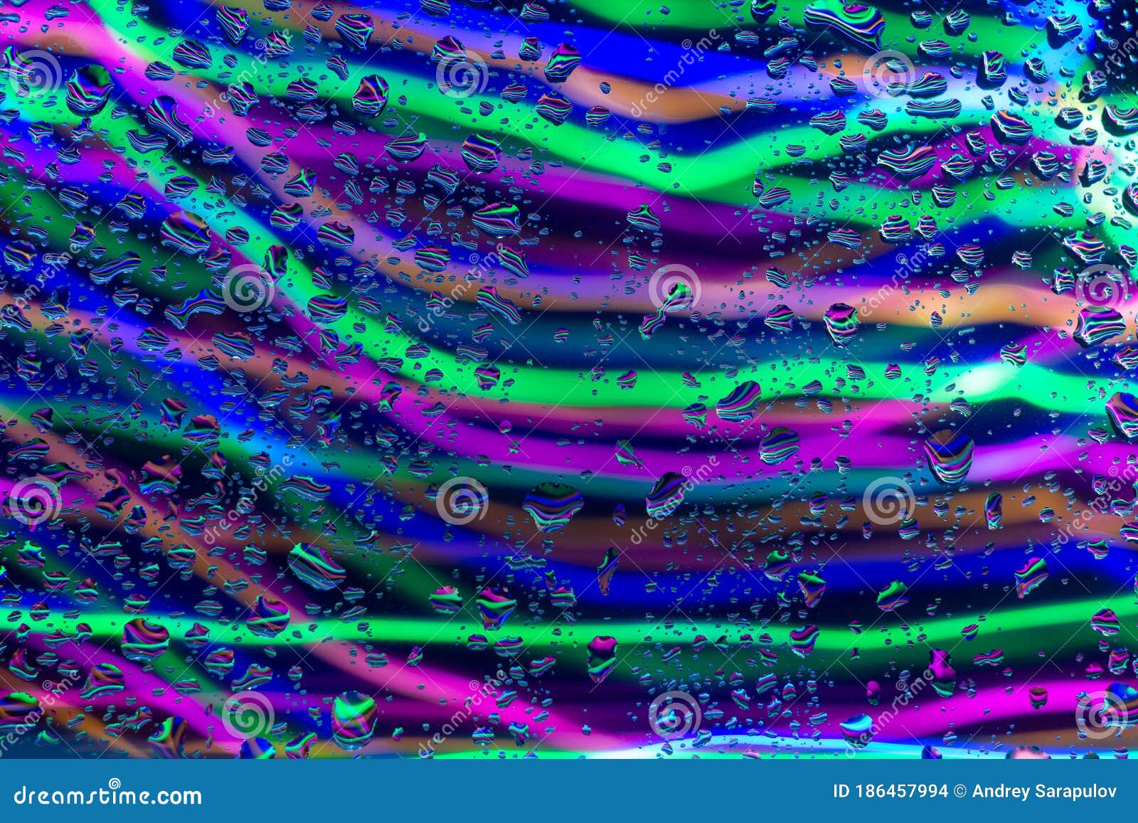 Glass with Drops and Neon Lines One Stock Photo Image of blue, black