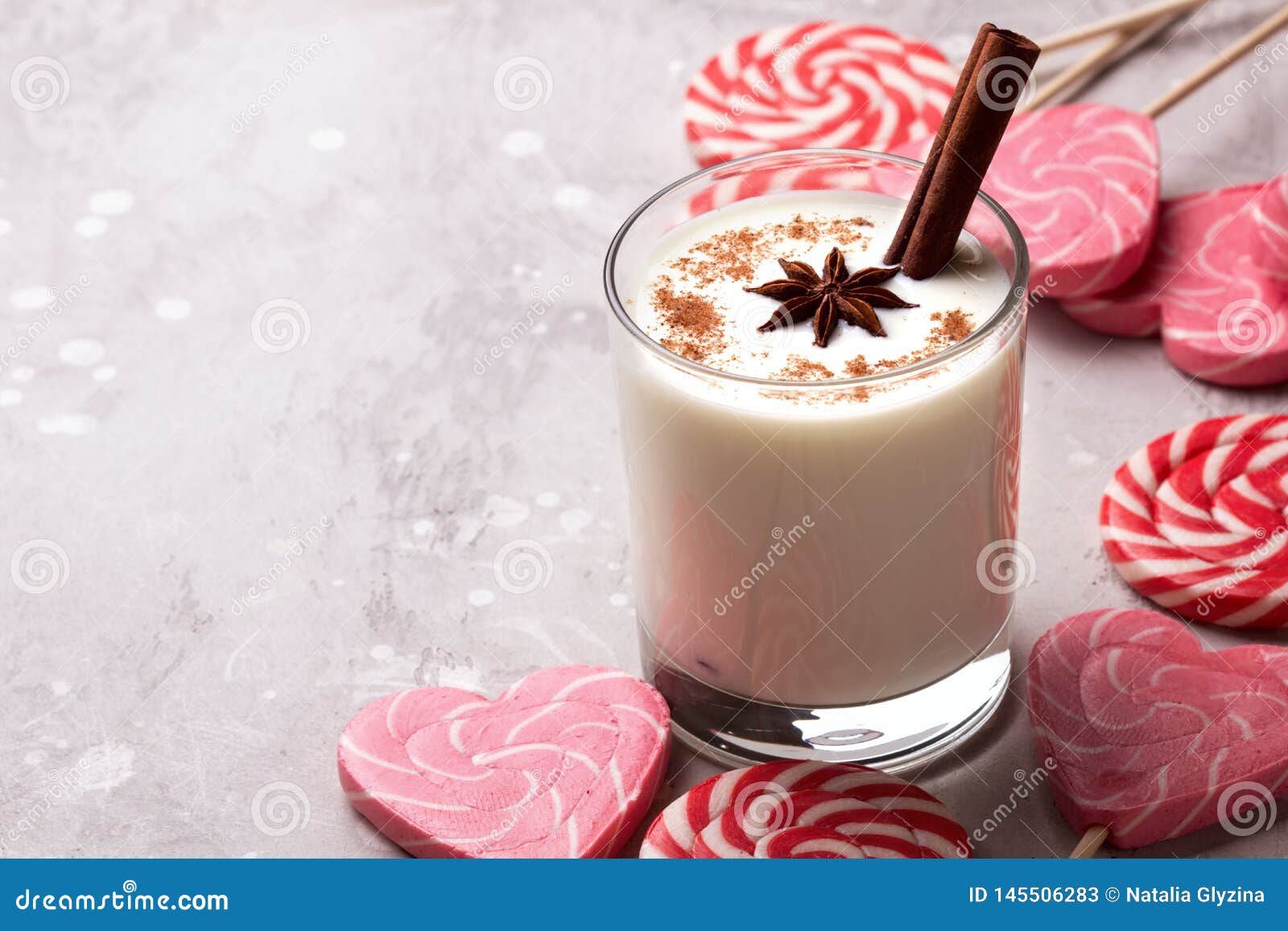 Glass of Eggnog and Candy Cane Stock Image Image of alcohol, eggnog
