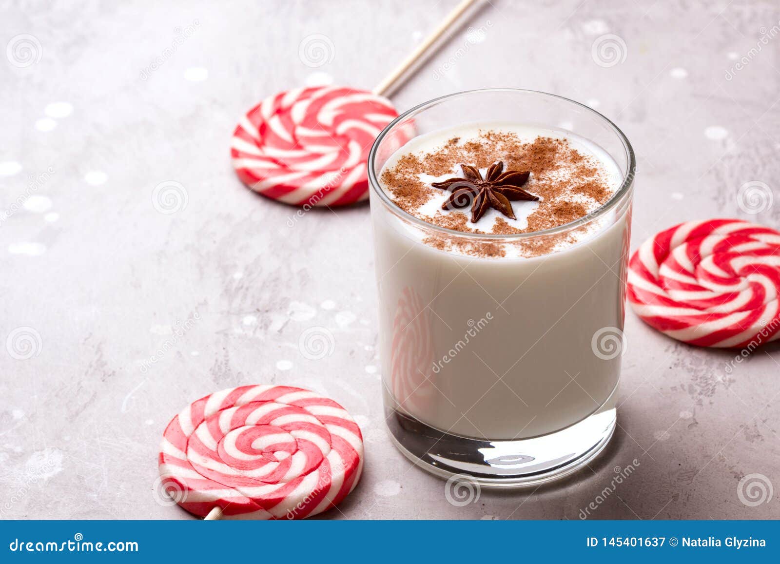 Glass of Eggnog and Candy Cane Stock Image Image of holiday, fresh 145401637
