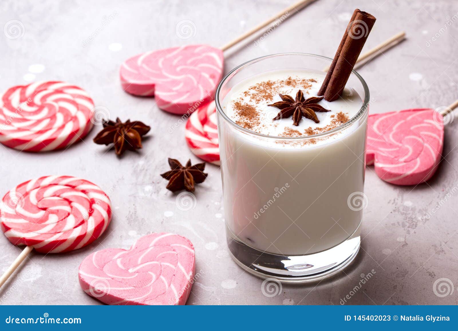 Glass of Eggnog and Candy Cane Stock Image Image of fresh, delicious 145402023