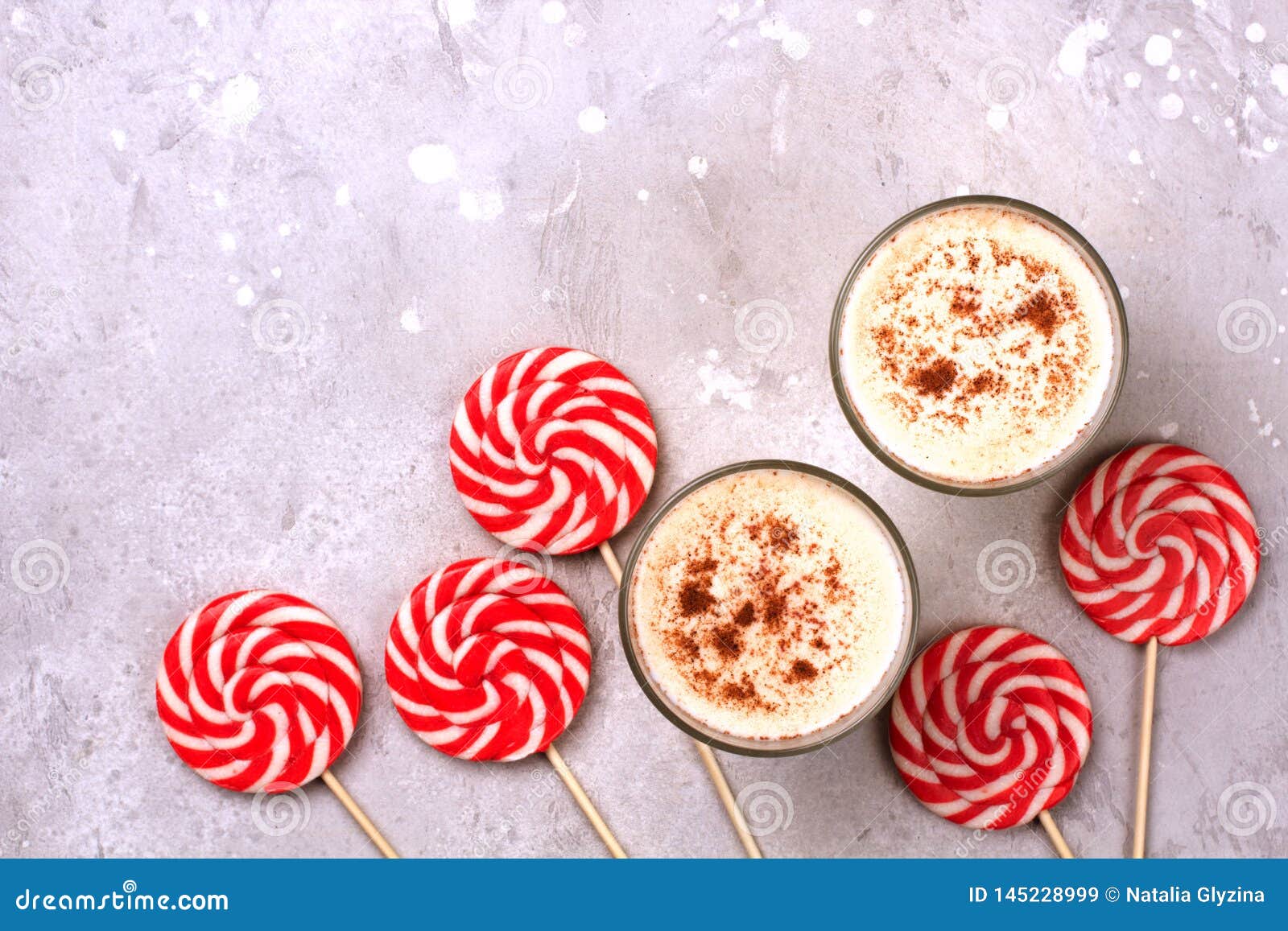 Glass of Eggnog and Candy Cane Stock Image Image of milk, beverage 145228999