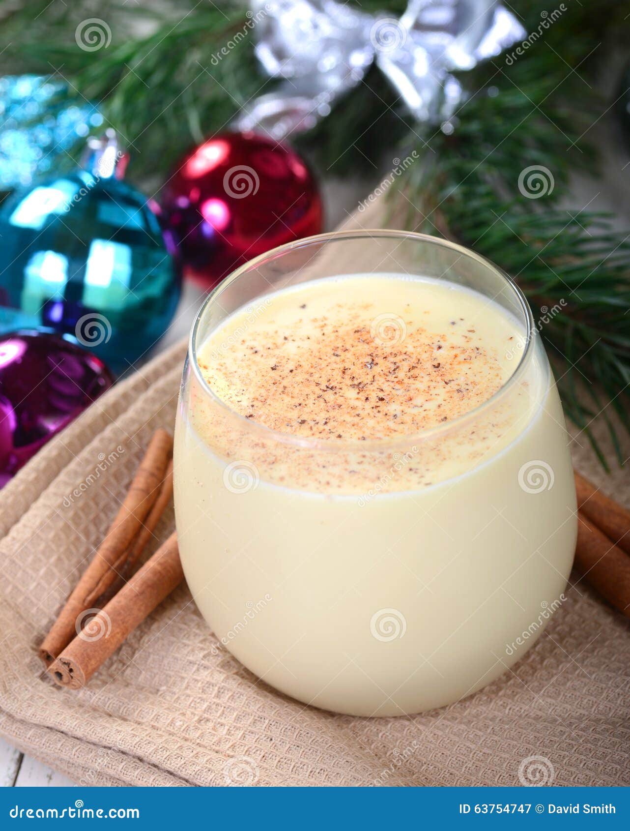 Glass of Eggnog in a Christmas Setting Stock Image Image of drink