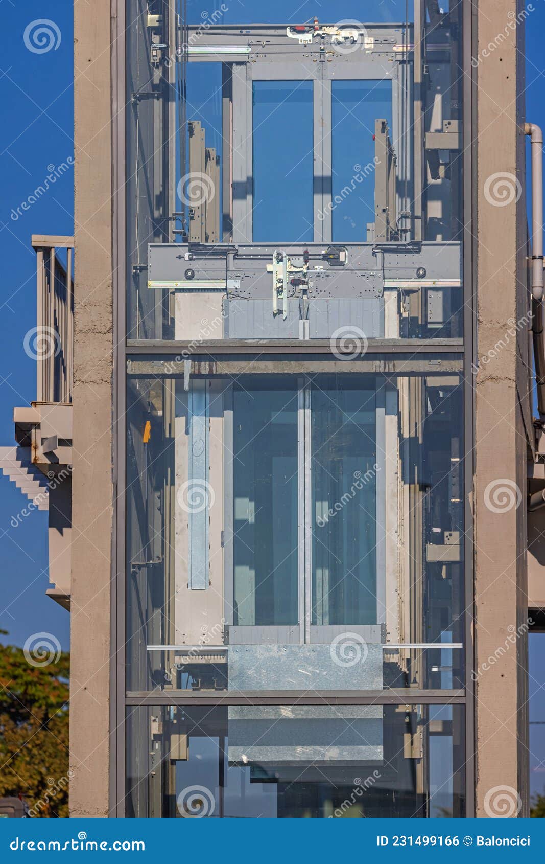 Glass Elevator Structure stock photo. Image of belgrade 231499166