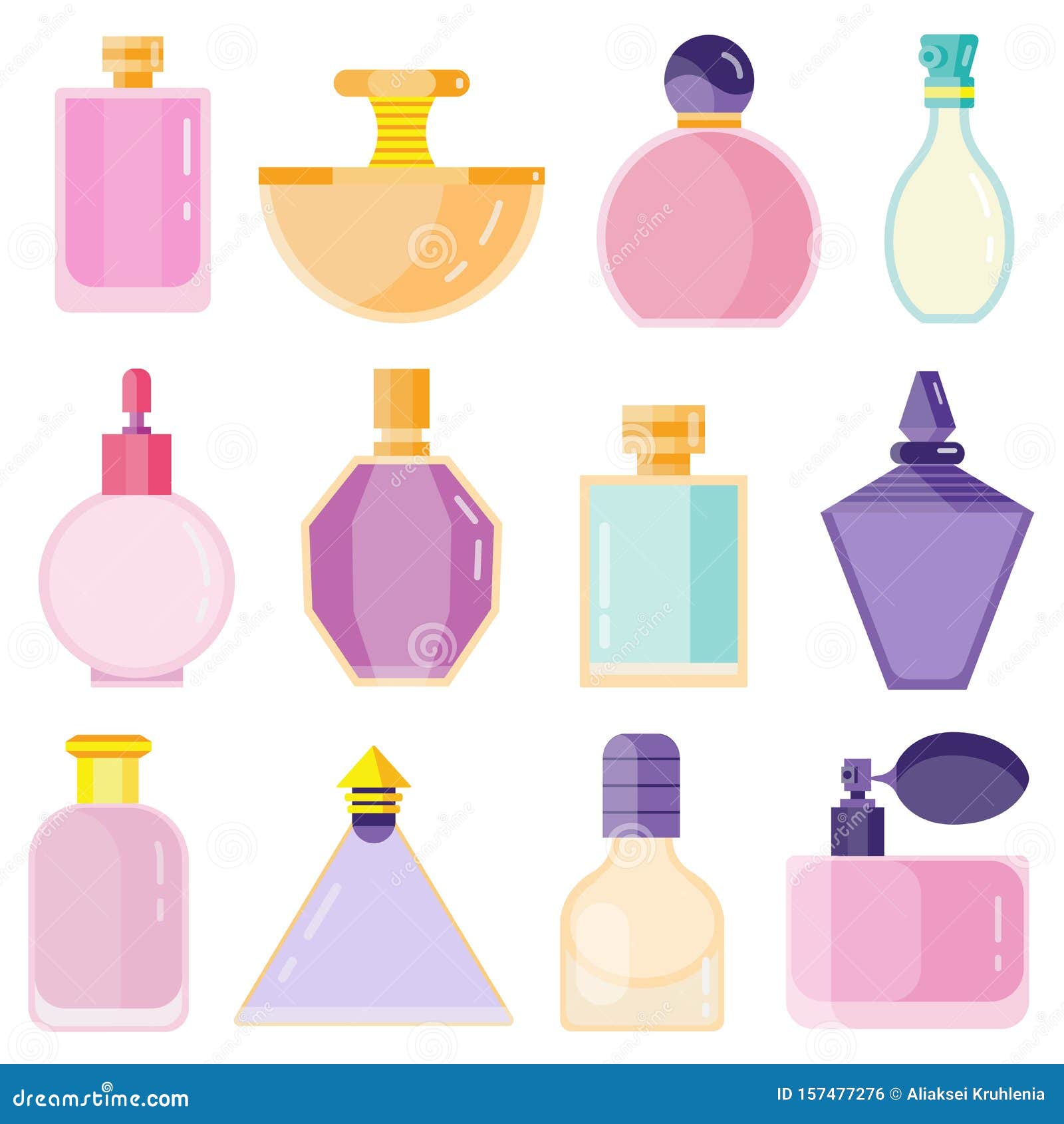 Empty Perfume Toilet Bottles in Flat Design Stock Vector - Illustration ...