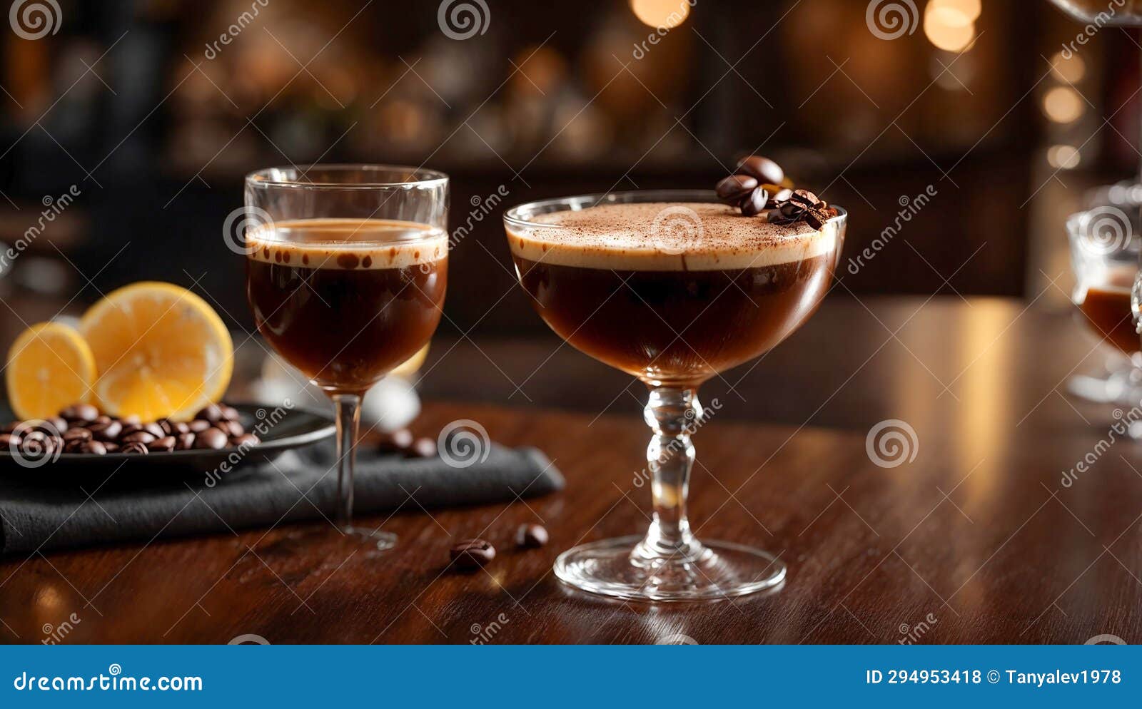 Glass of Espresso Martini Coffee Drink Stock Illustration