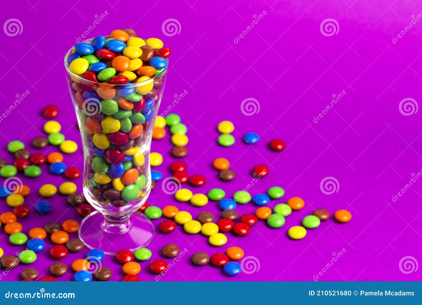 Glass Filled with Rainbow Colored Candy Coated Chocolate Buttons Stock Photo Image of brown