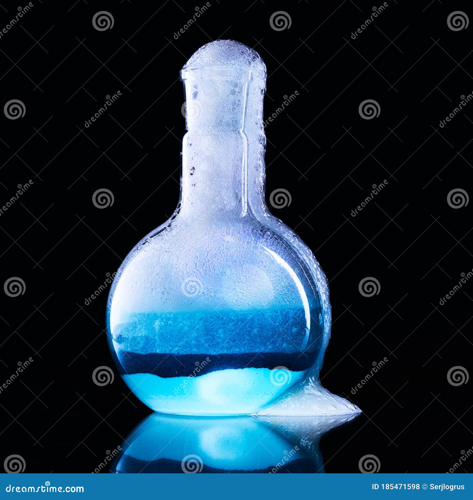 glass flask with a chemical reagent.