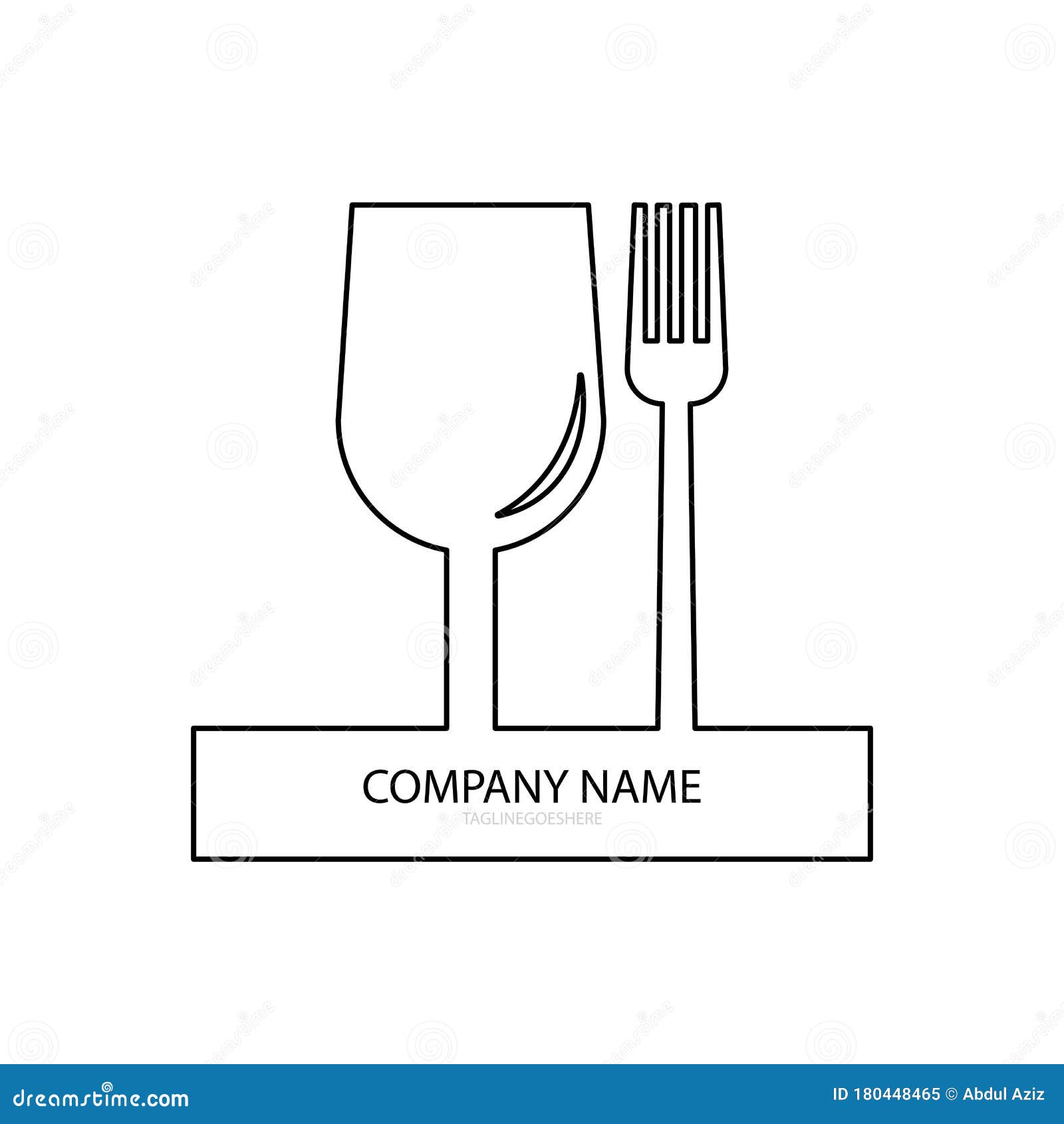 Glass and fork logo vector stock vector. Illustration of equipment