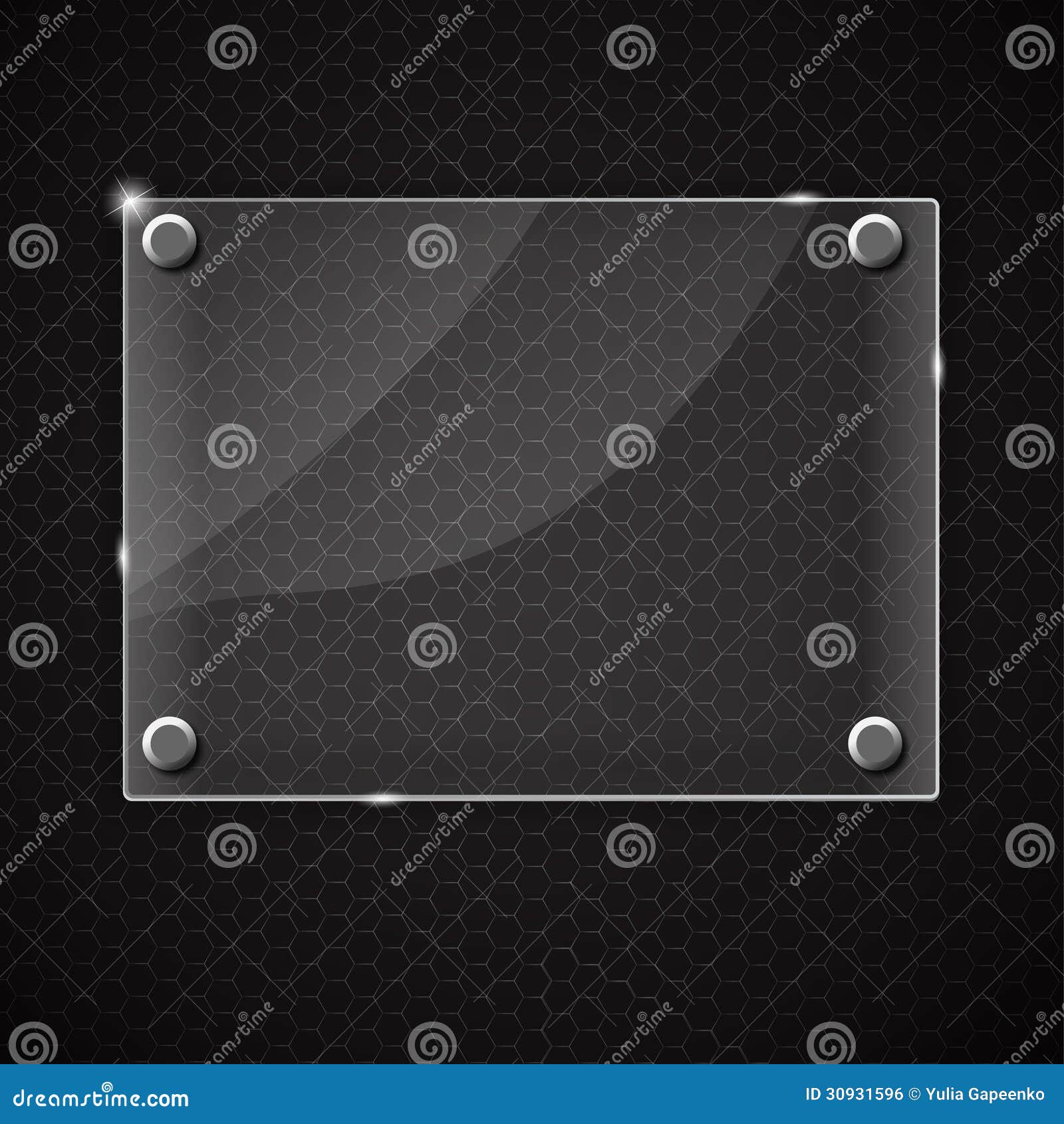 Glass frame on abstract metal background. Vector illustration. This is file of EPS10 format.