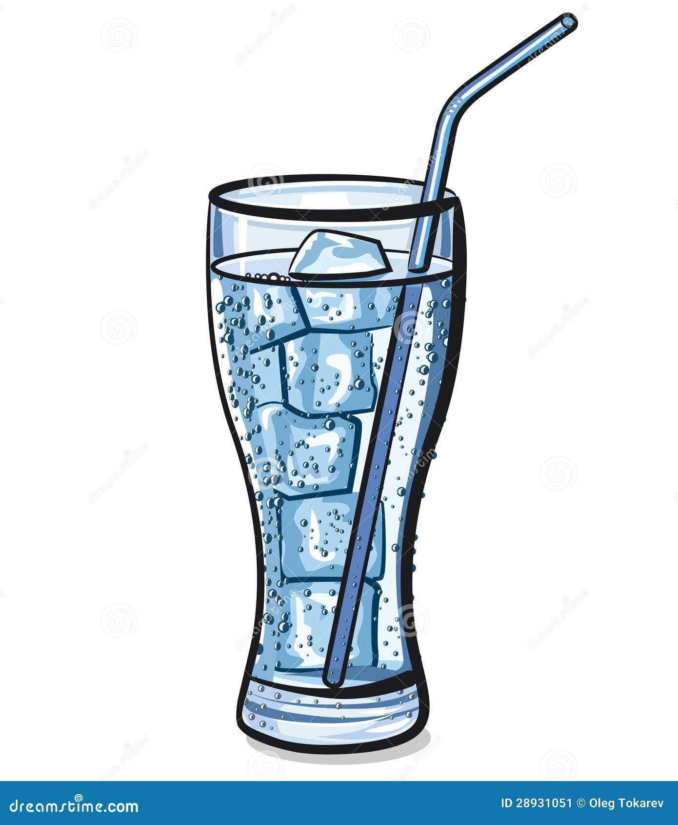 Glass Of Fresh Cool Water With Ice Stock Illustration