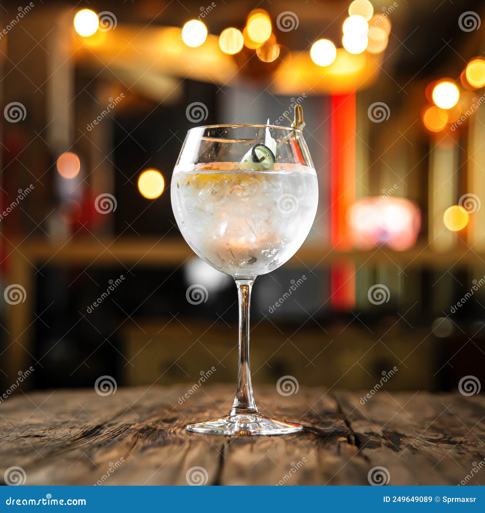 Glass of Fresh Gin Tonic Alcohol Cocktail Stock Image Image of