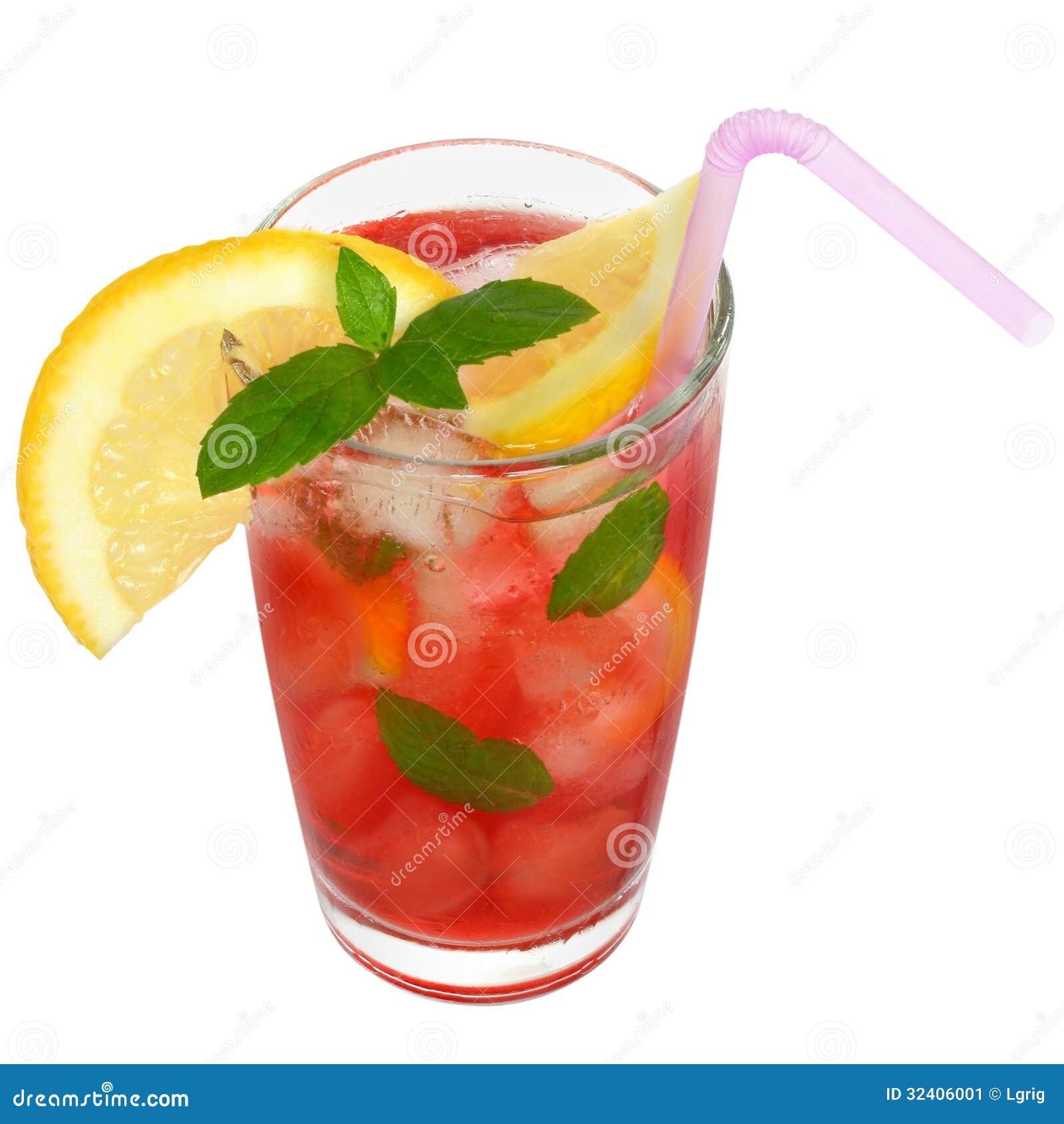 Glass with Fruit Cocktail and Mint Leaves Isolated Stock Image Image