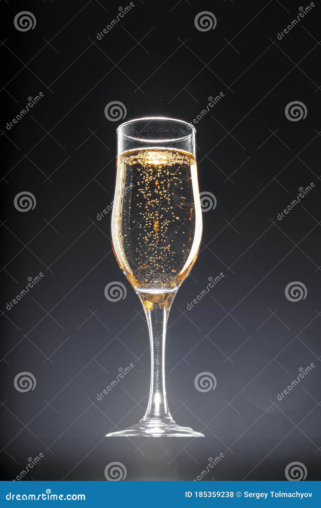 Glass Full of Champagne on Black Background Stock Photo Image of