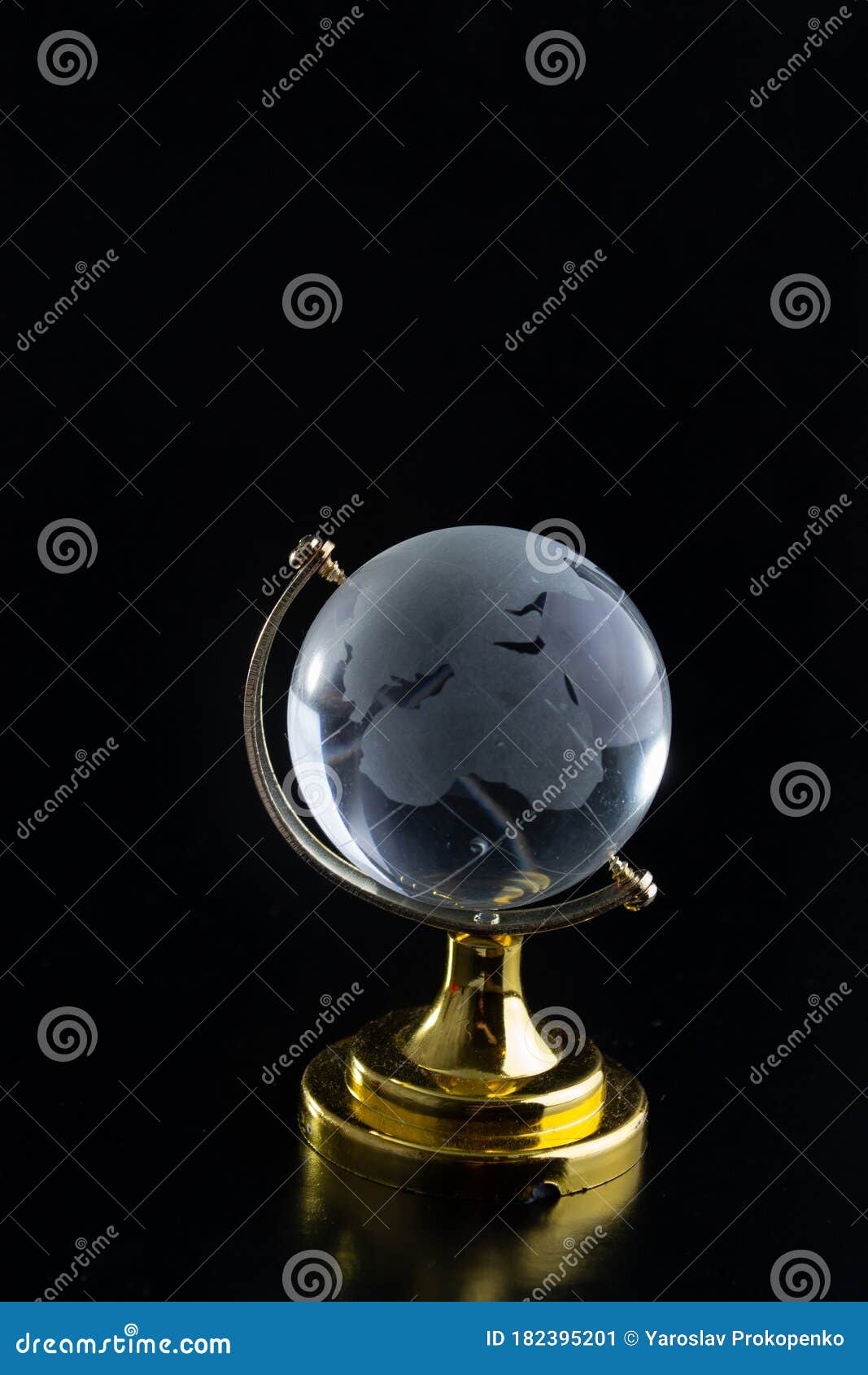Glass Globe on a Black Matte Background Stock Image Image of